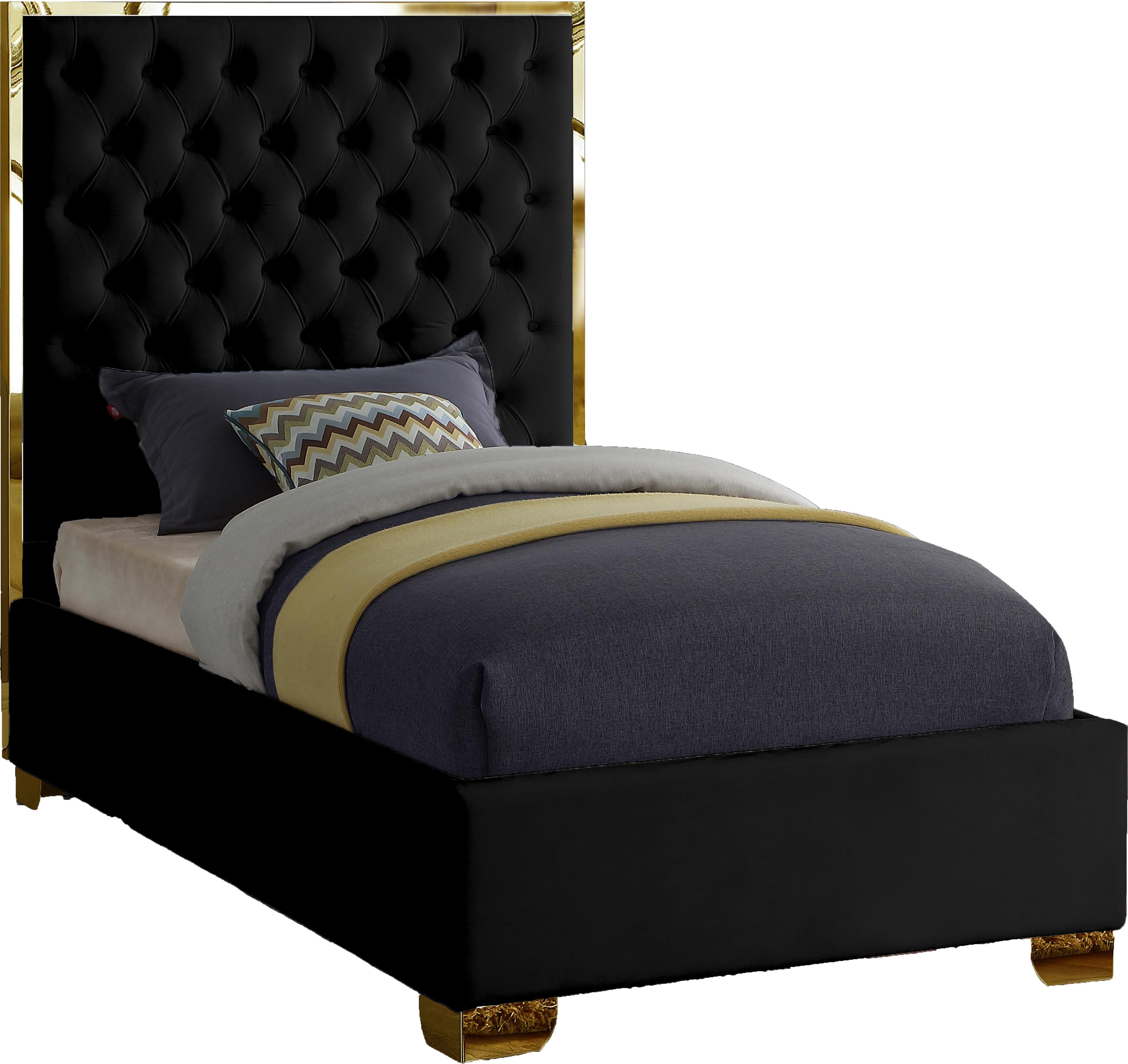 Lana Black Velvet Twin Bed - Luxury Home Furniture (MI)