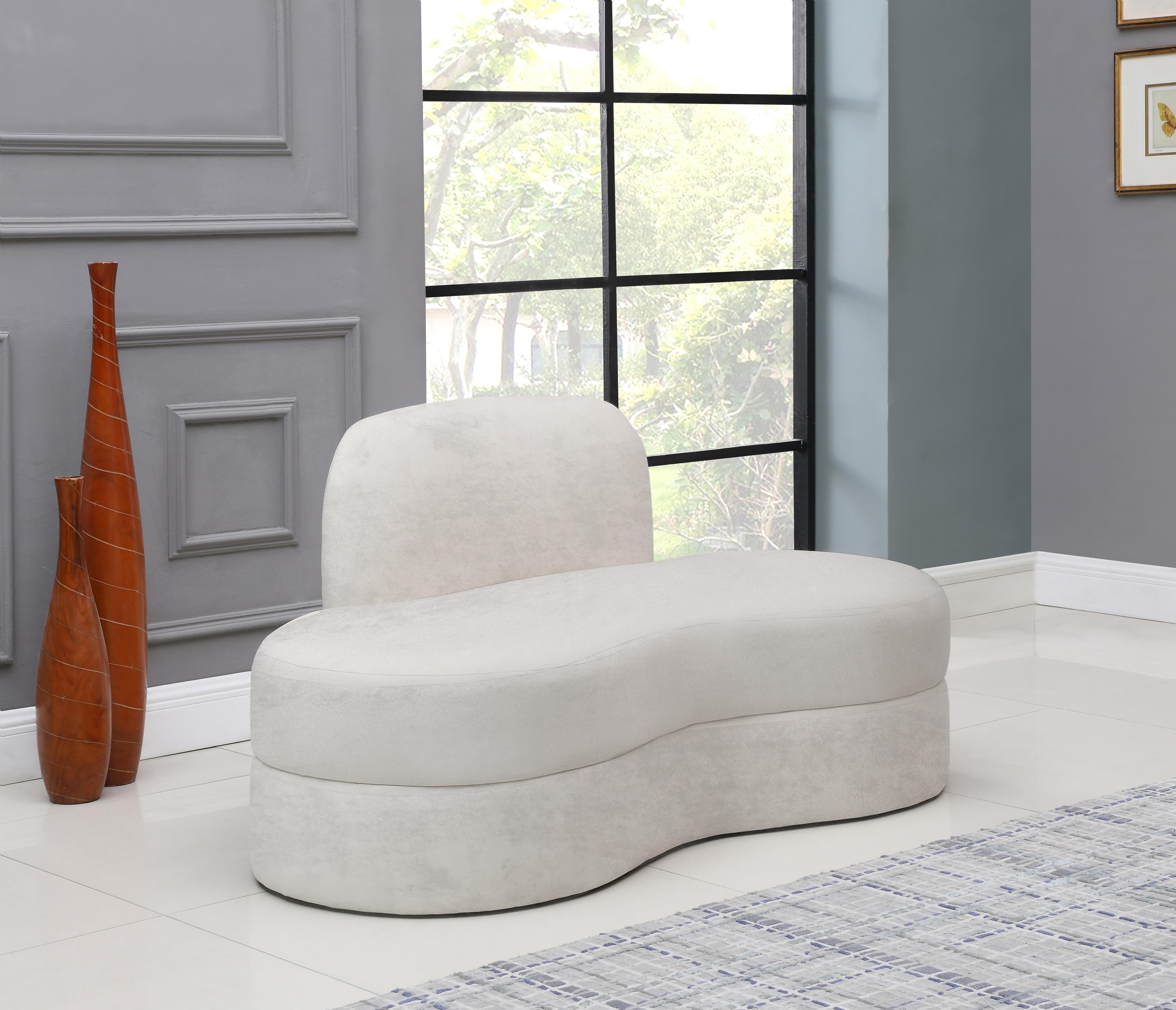 Mitzy Cream Velvet Loveseat - Luxury Home Furniture (MI)
