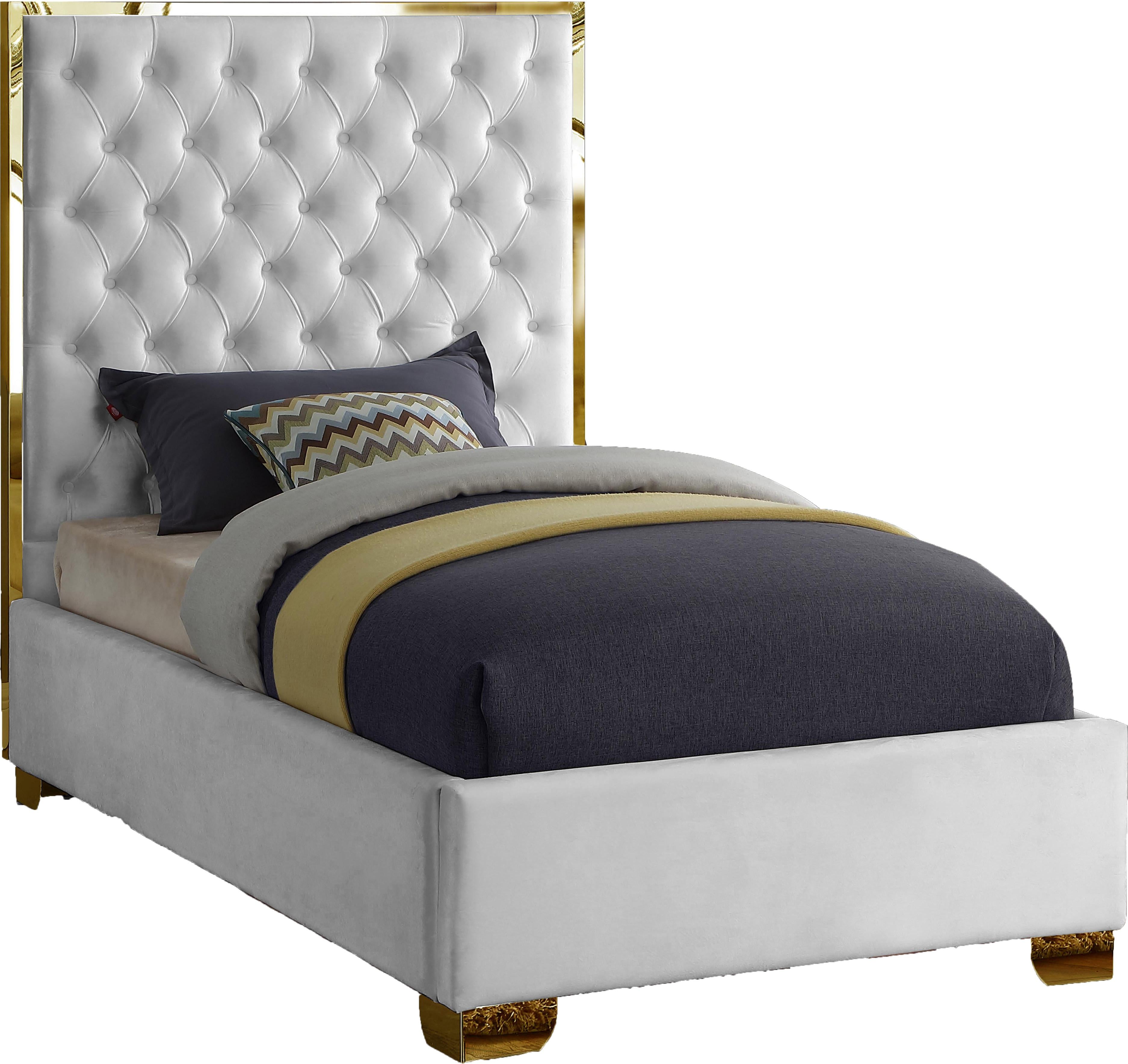 Lana White Velvet Twin Bed - Luxury Home Furniture (MI)