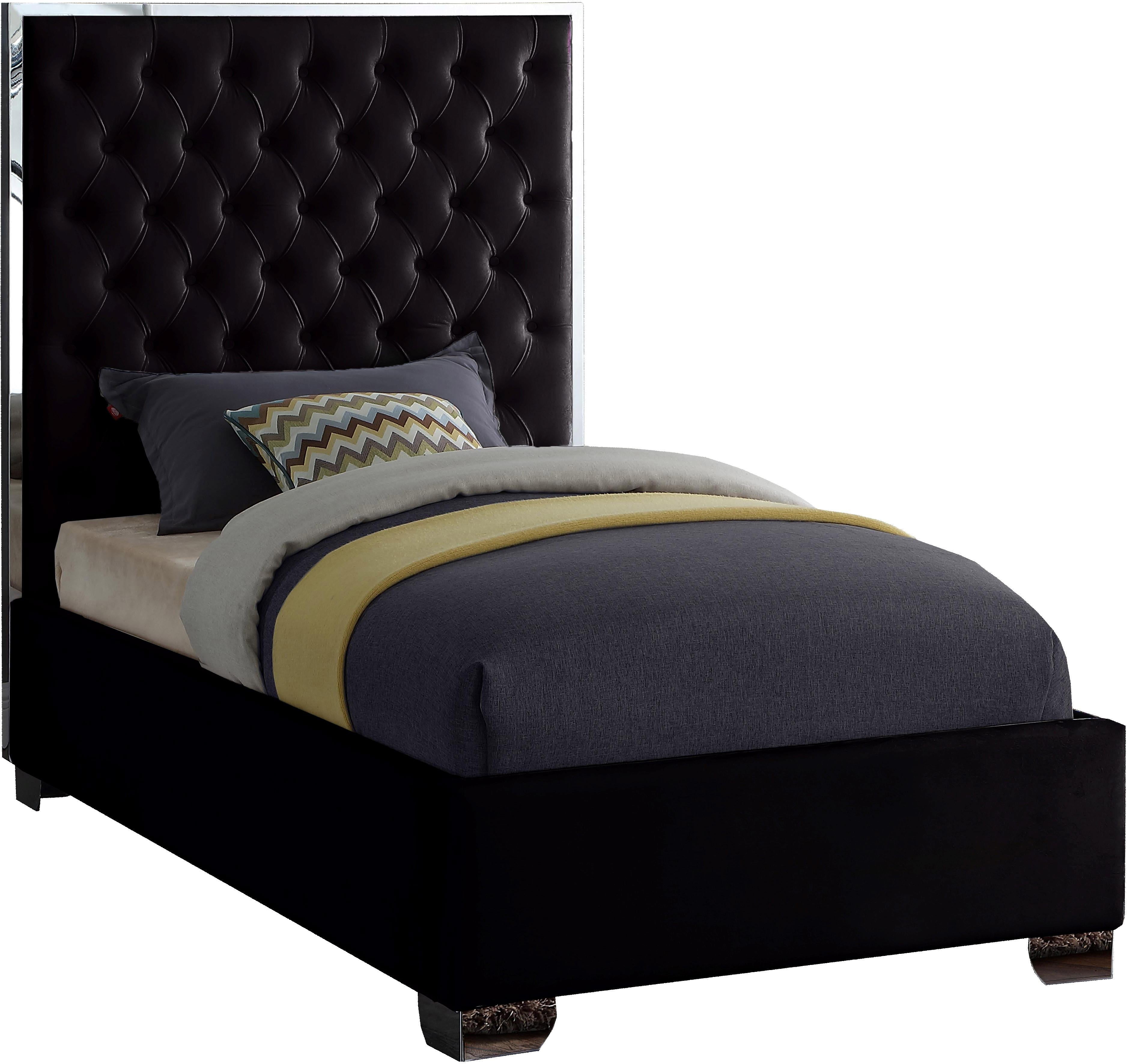 Lexi Black Velvet Twin Bed - Luxury Home Furniture (MI)