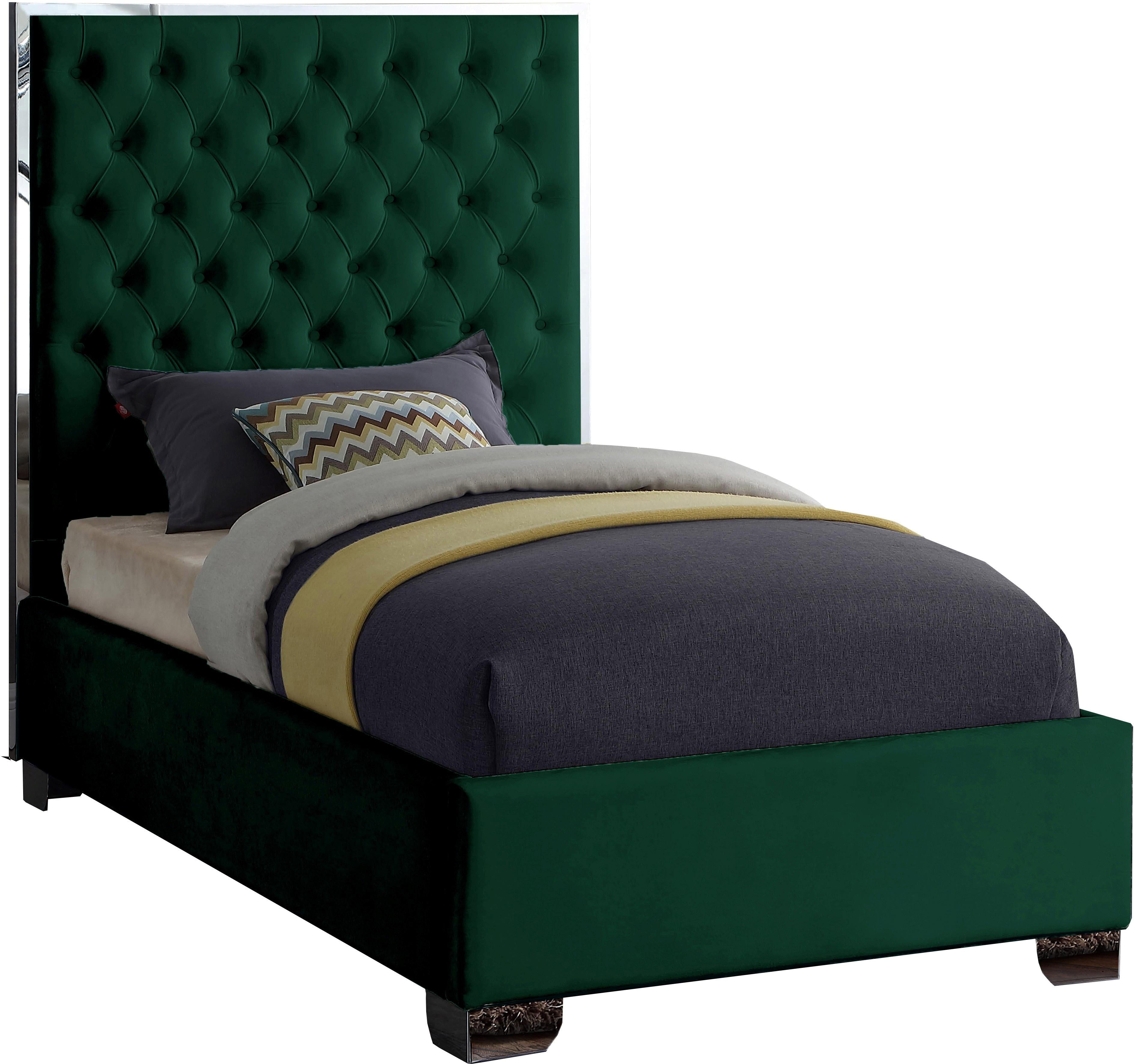 Lexi Green Velvet Twin Bed - Luxury Home Furniture (MI)