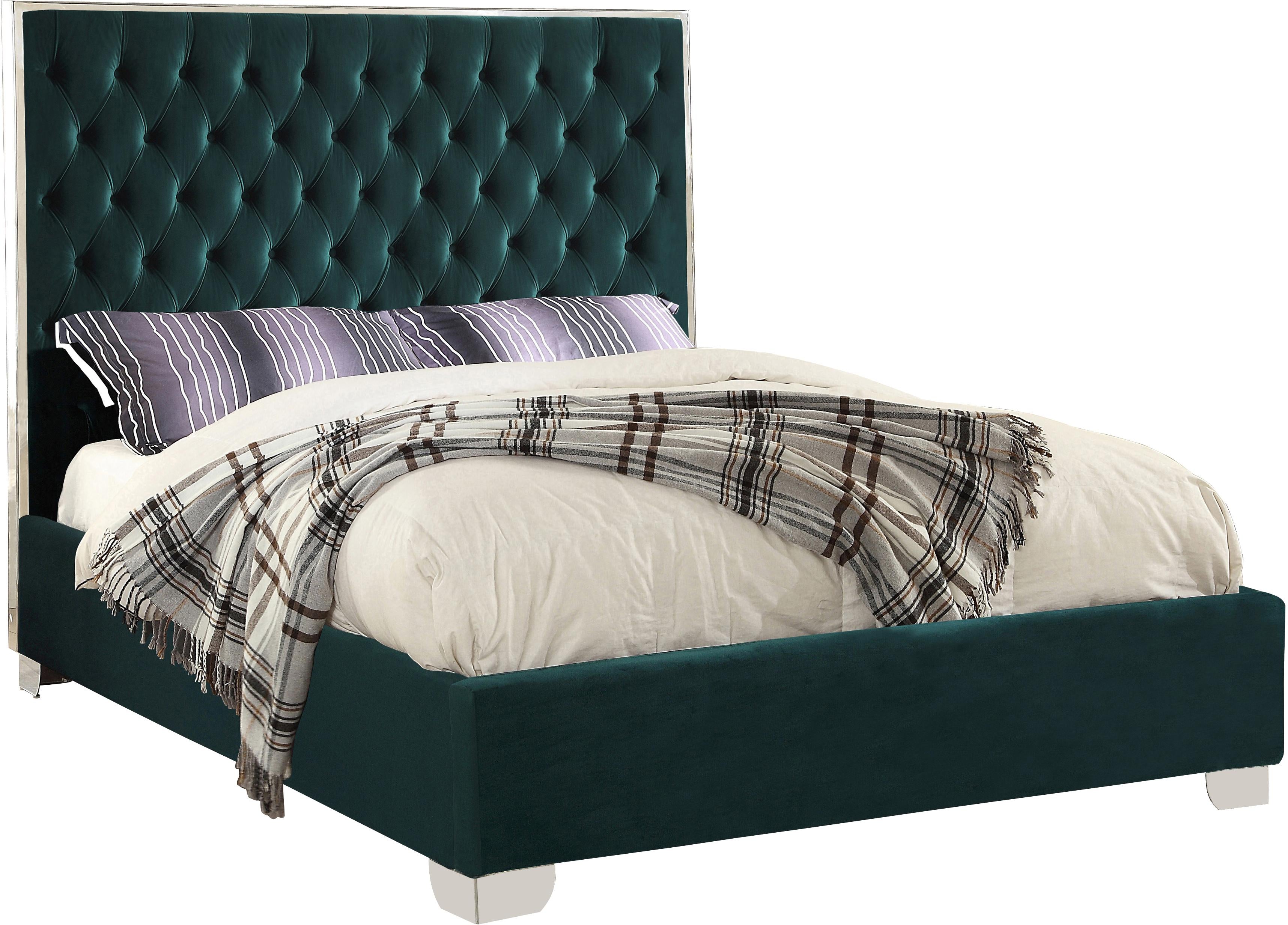 Lexi Green Velvet Full Bed - Luxury Home Furniture (MI)