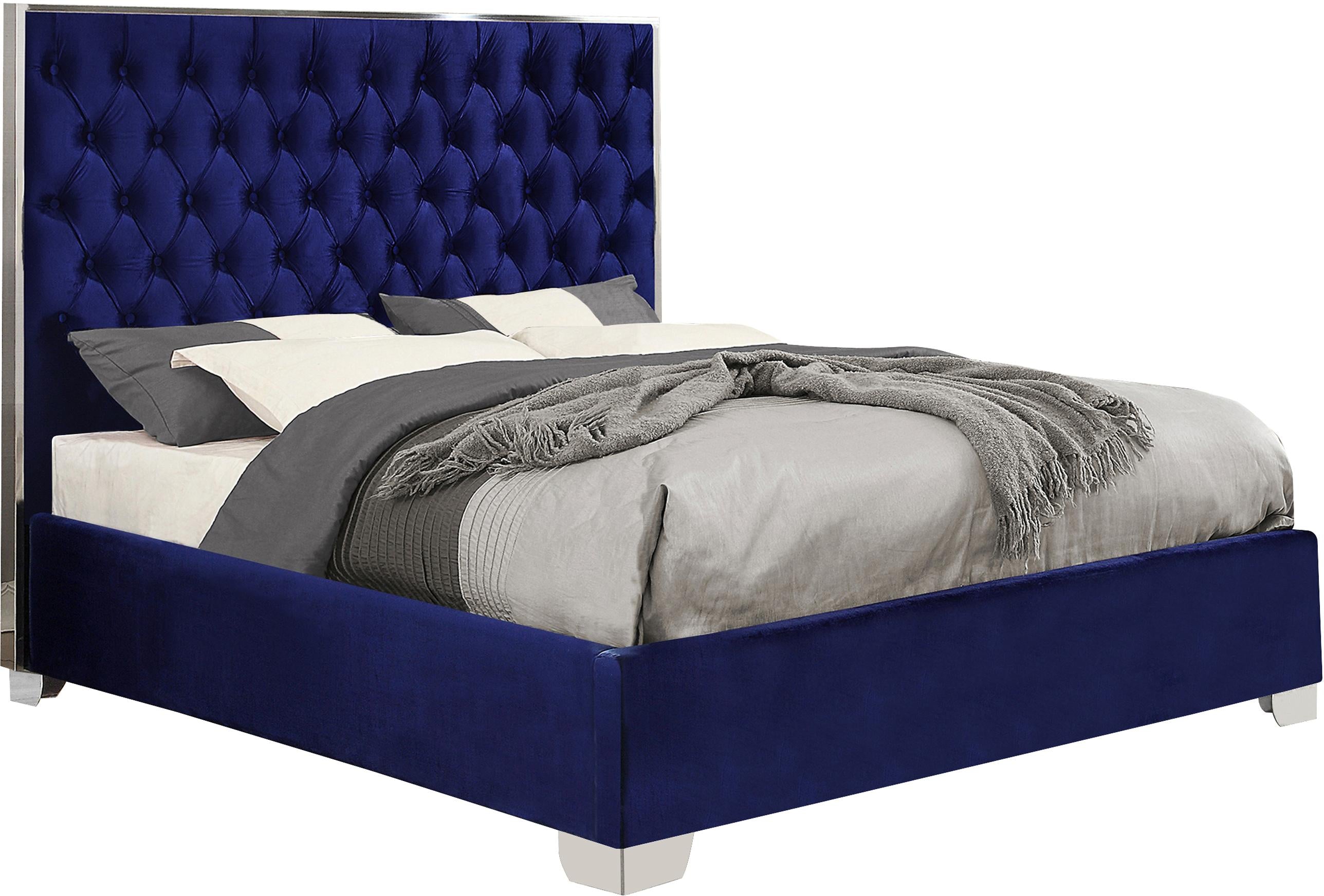 Lexi Navy Velvet King Bed - Luxury Home Furniture (MI)