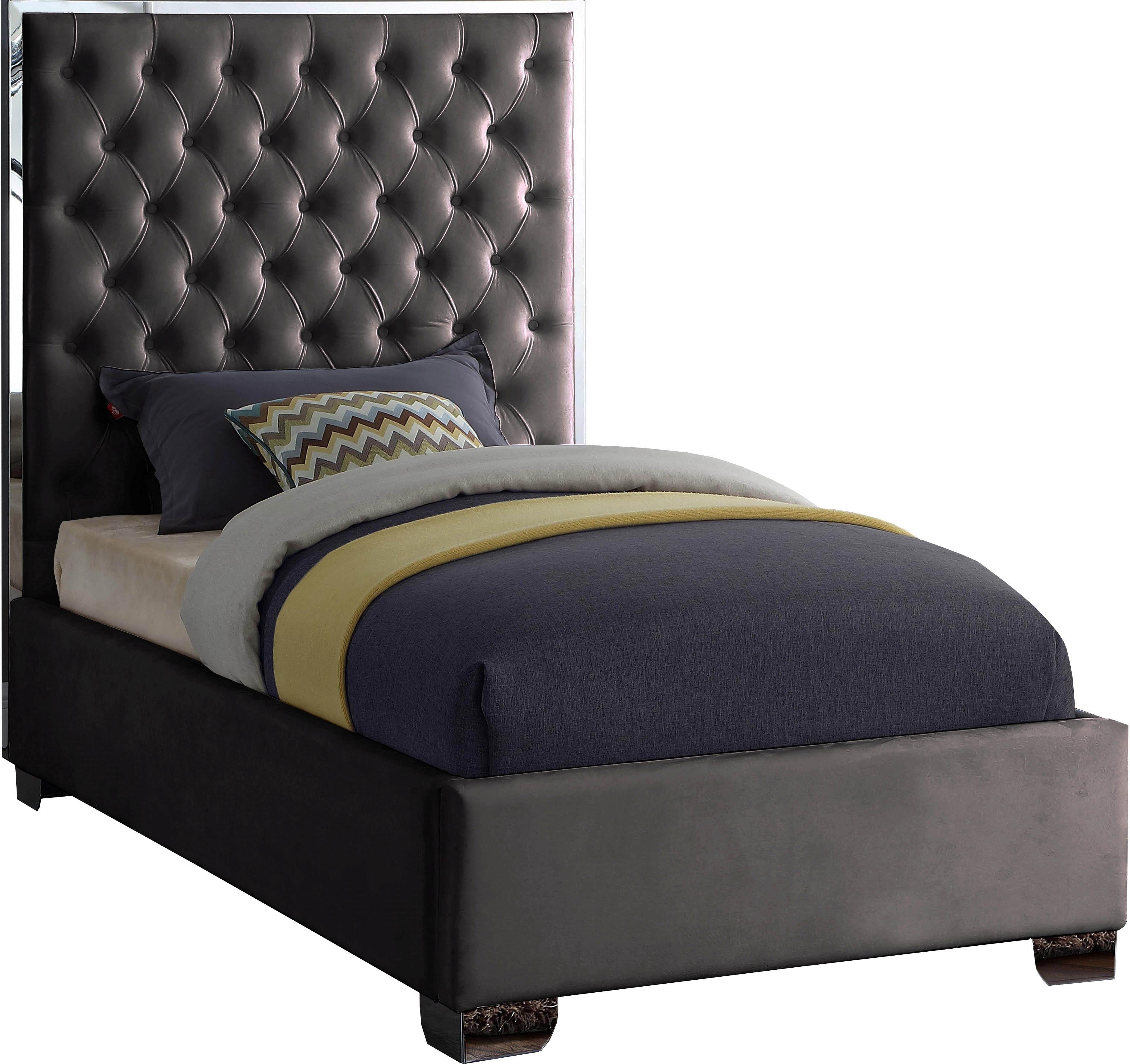 Lexi Grey Velvet Twin Bed - Luxury Home Furniture (MI)