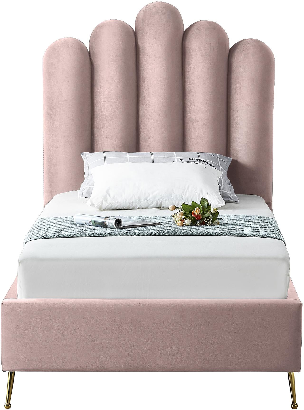 Lily Pink Velvet Twin Bed - Luxury Home Furniture (MI)