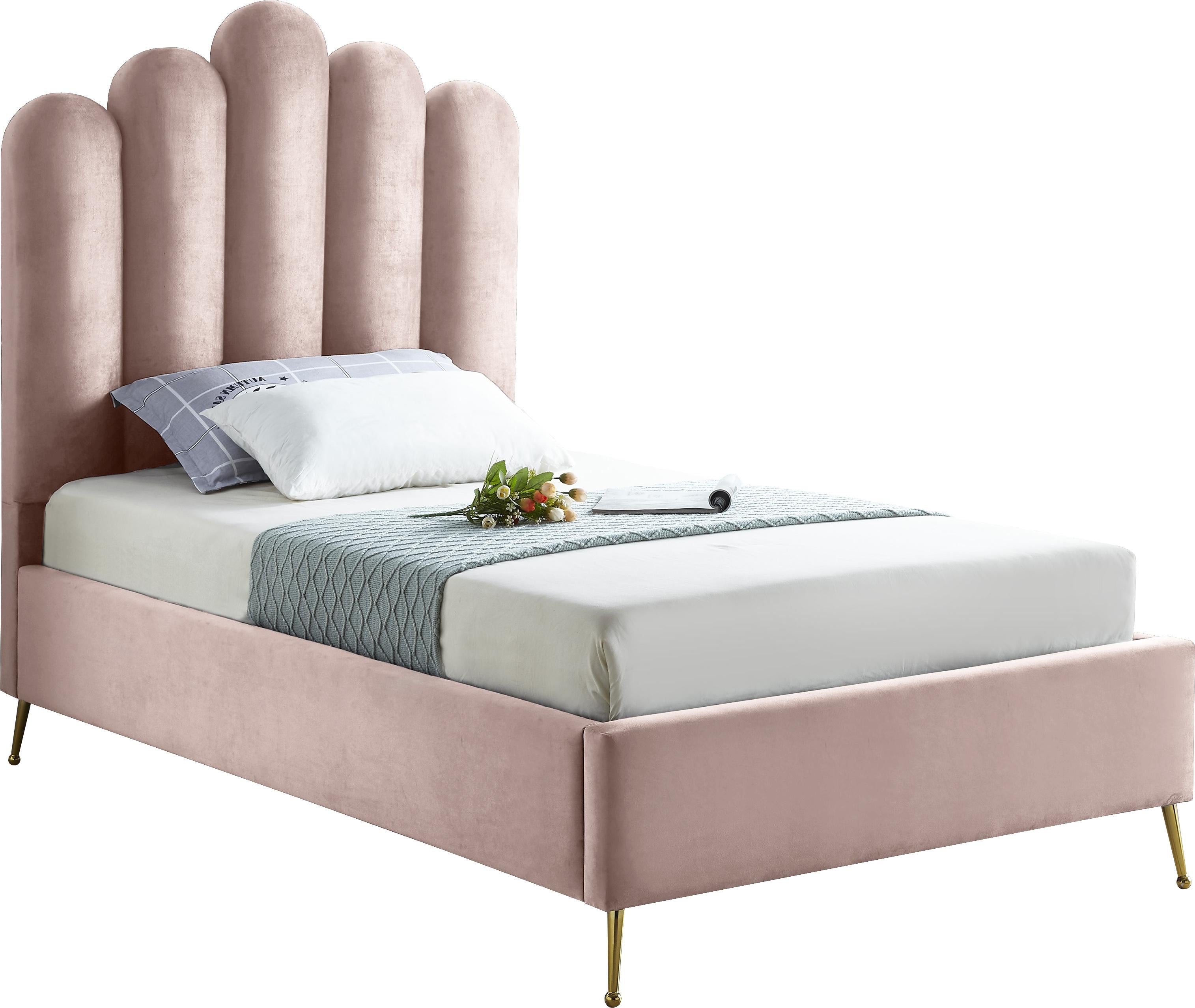 Lily Pink Velvet Twin Bed - Luxury Home Furniture (MI)