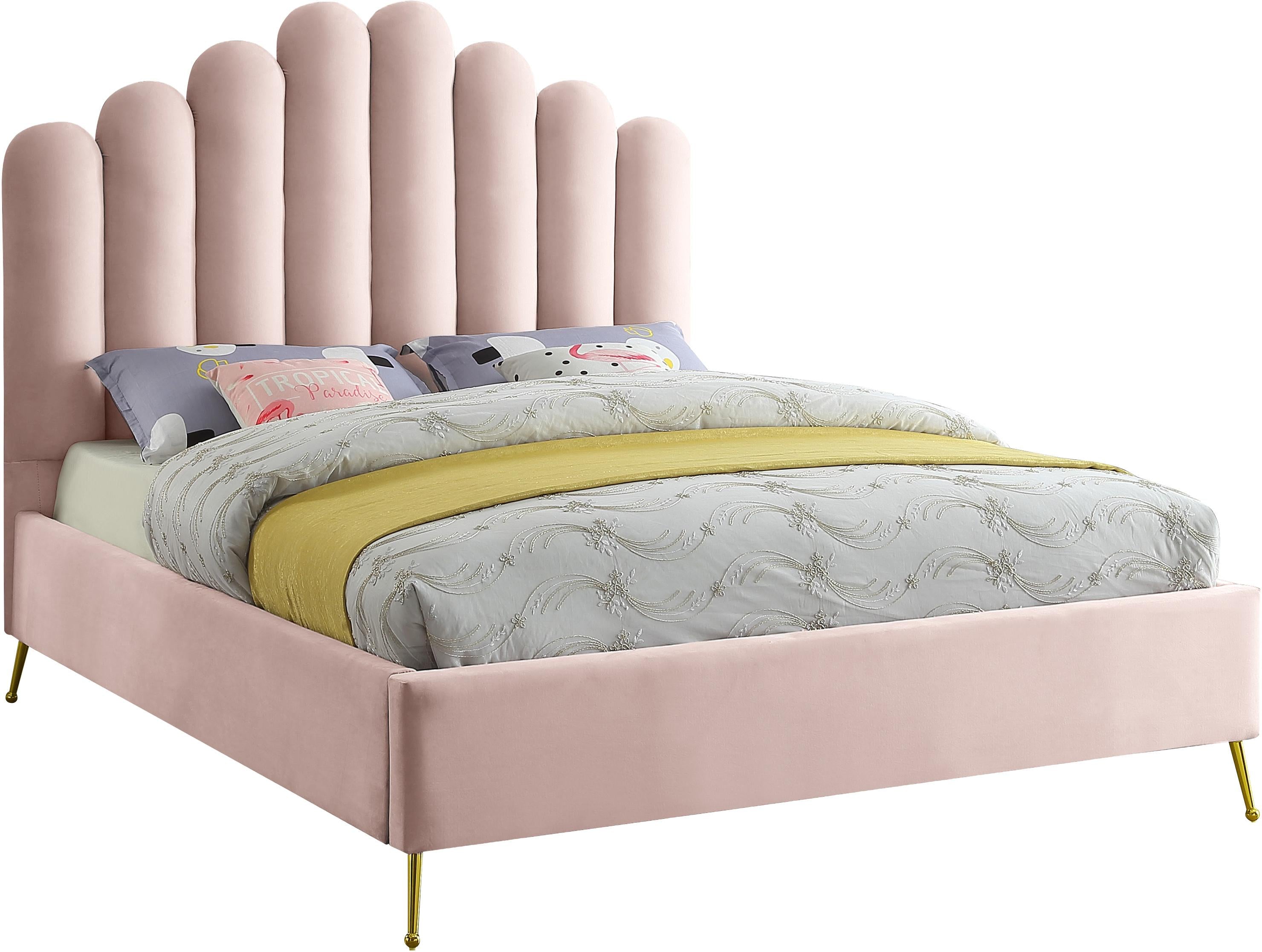 Lily Pink Velvet Full Bed - Luxury Home Furniture (MI)