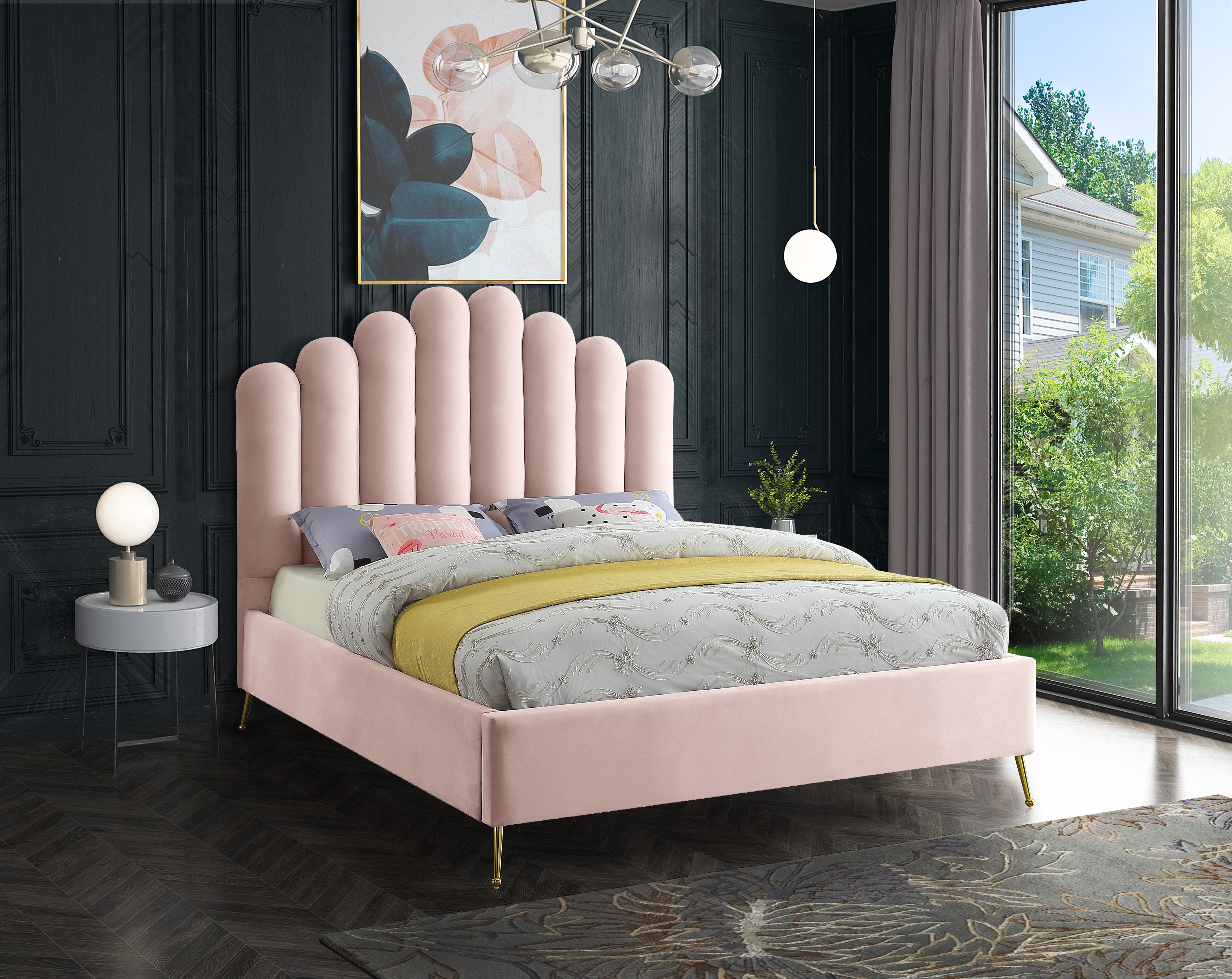 Lily Pink Velvet King Bed - Luxury Home Furniture (MI)