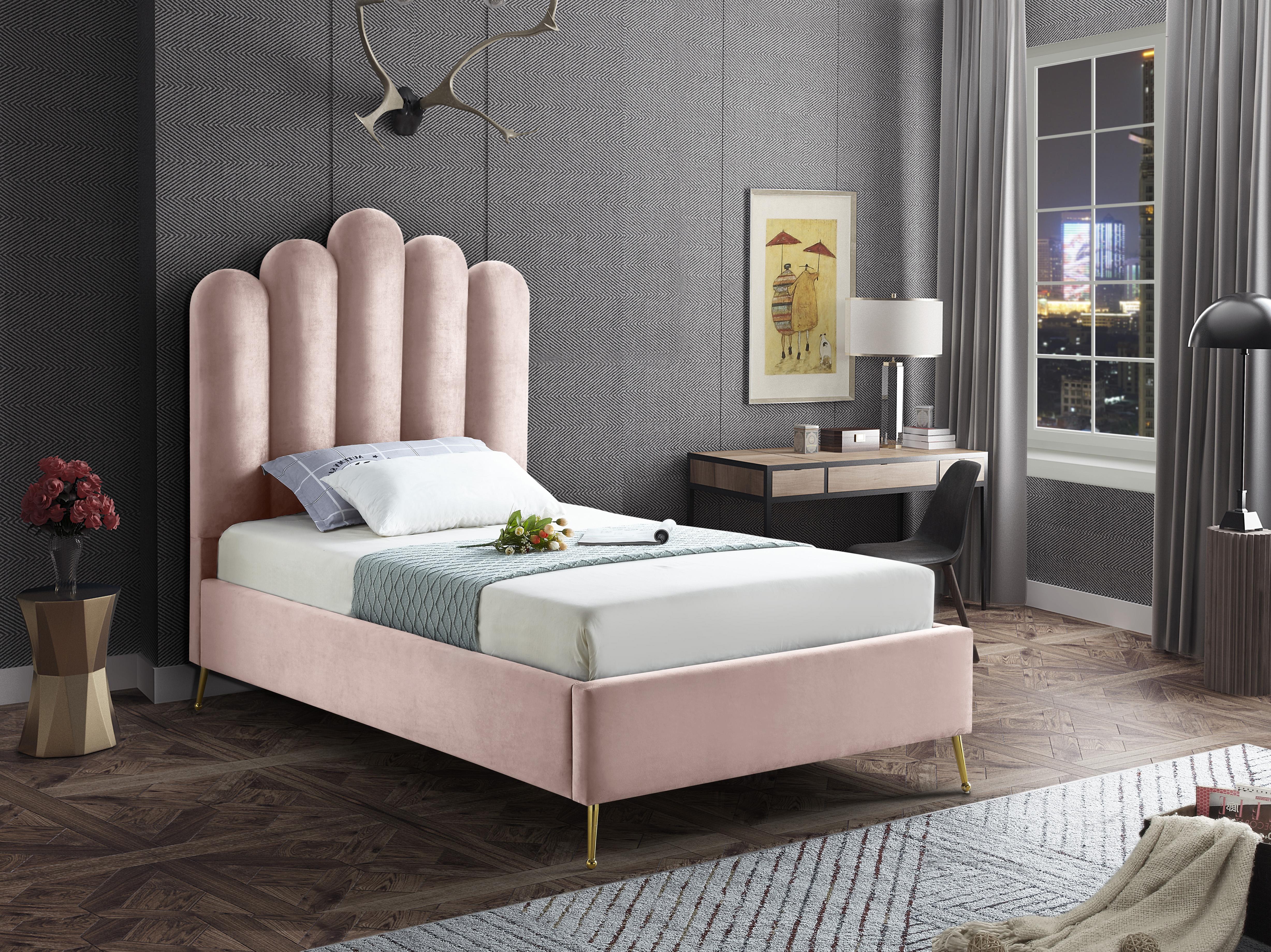Lily Pink Velvet Twin Bed - Luxury Home Furniture (MI)