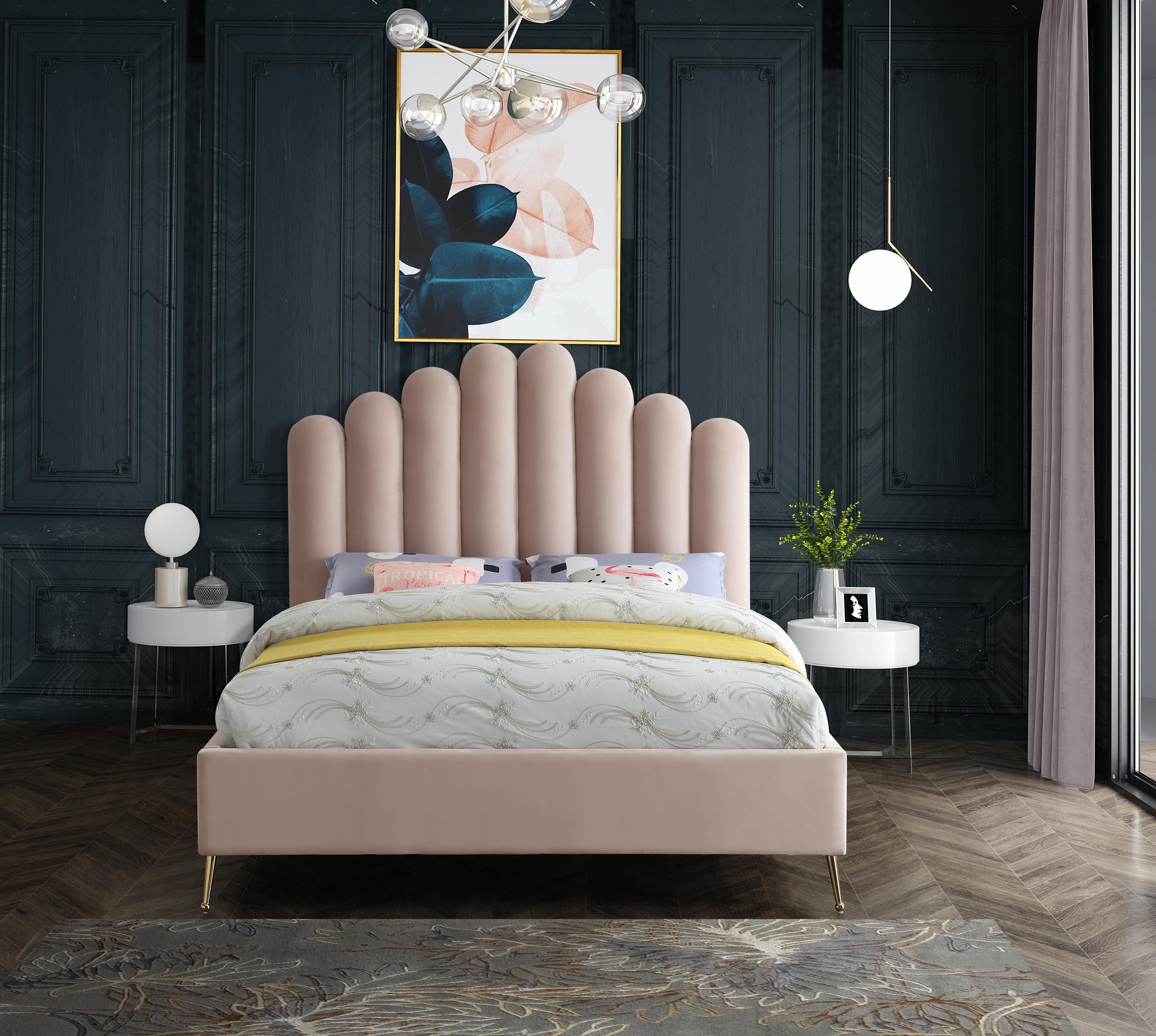 Lily Pink Velvet Queen Bed - Luxury Home Furniture (MI)