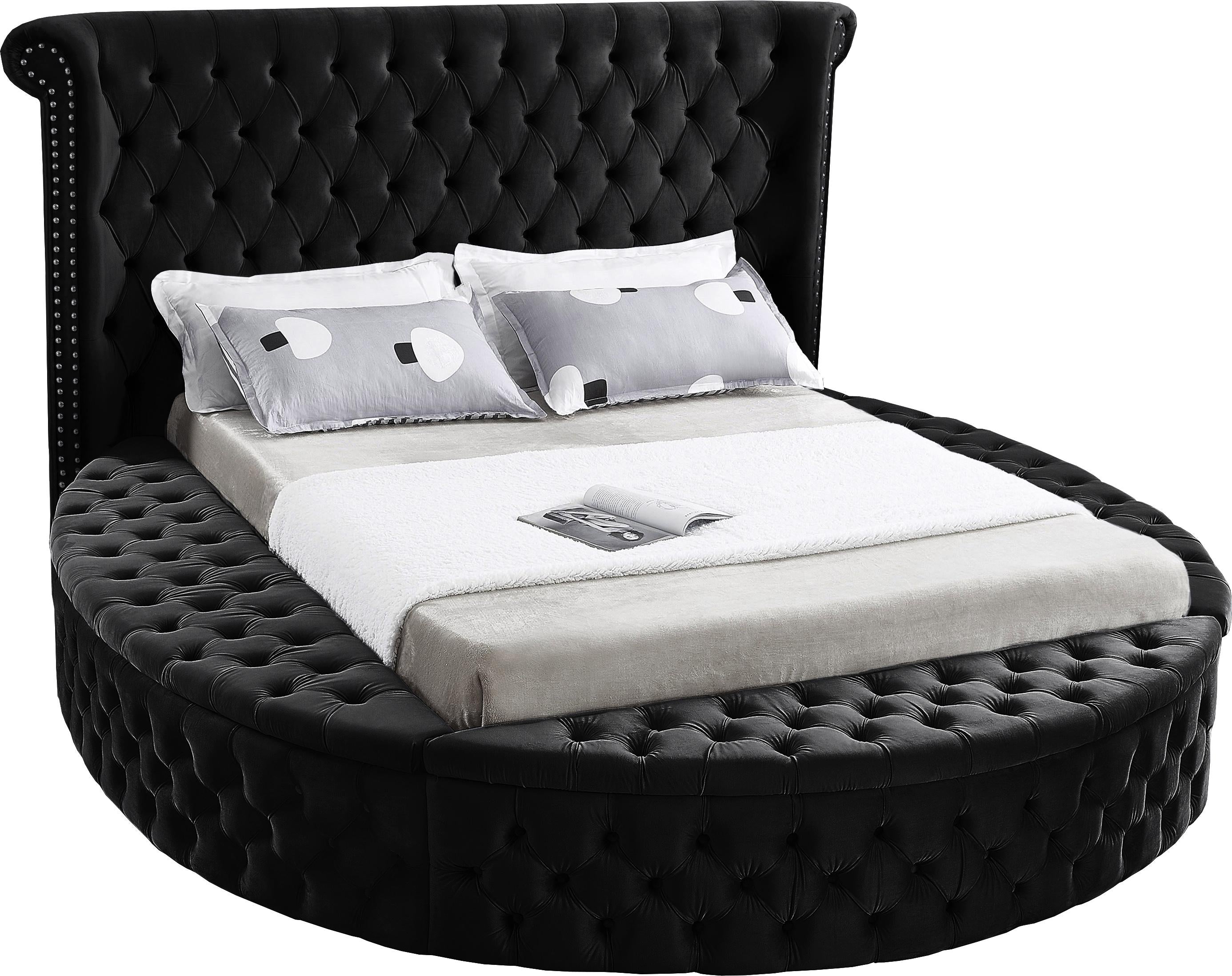 Luxus Black Velvet Full Bed (3 Boxes) - Luxury Home Furniture (MI)