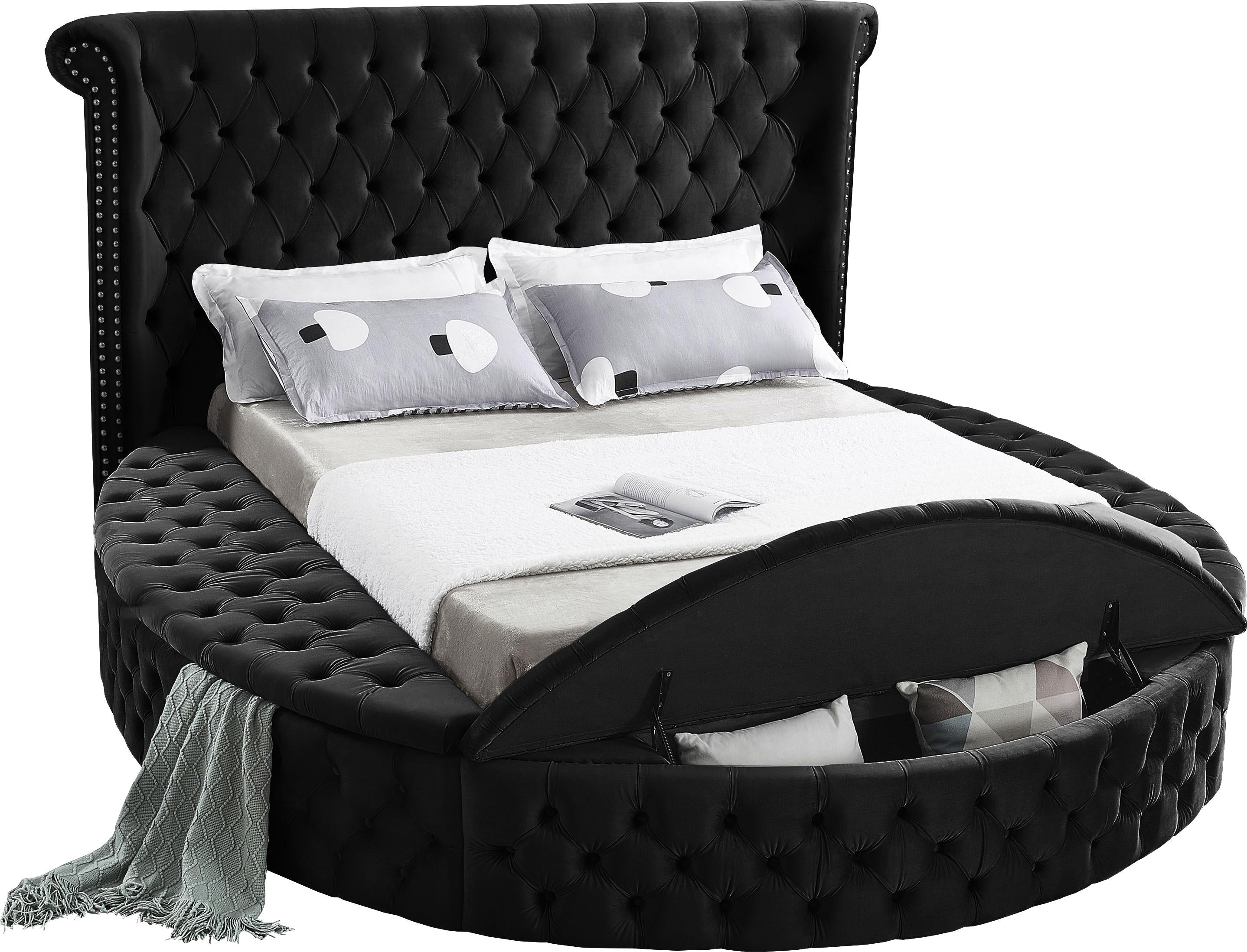 Luxus Black Velvet King Bed (3 Boxes) - Luxury Home Furniture (MI)