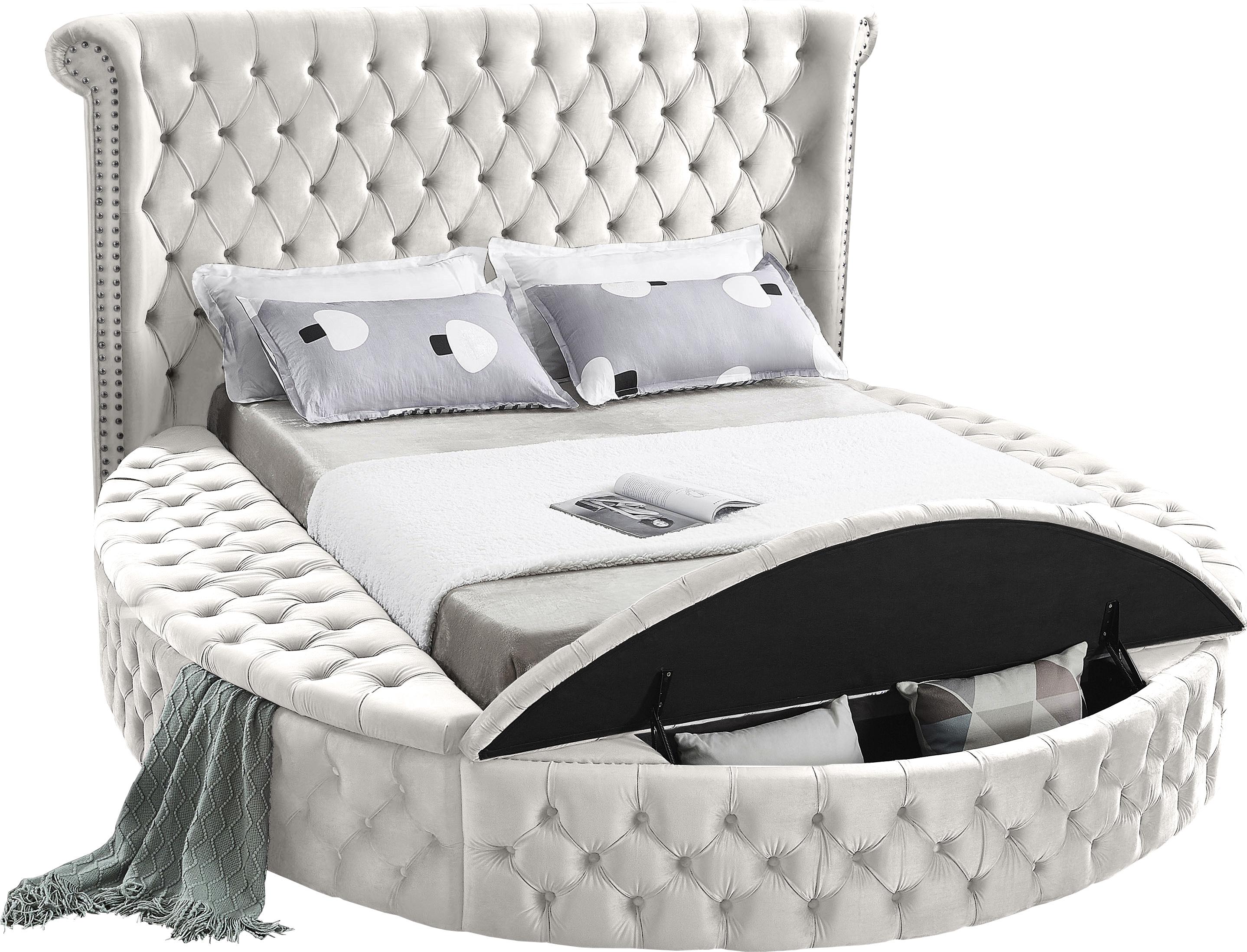Luxus Cream Velvet Full Bed (3 Boxes) - Luxury Home Furniture (MI)