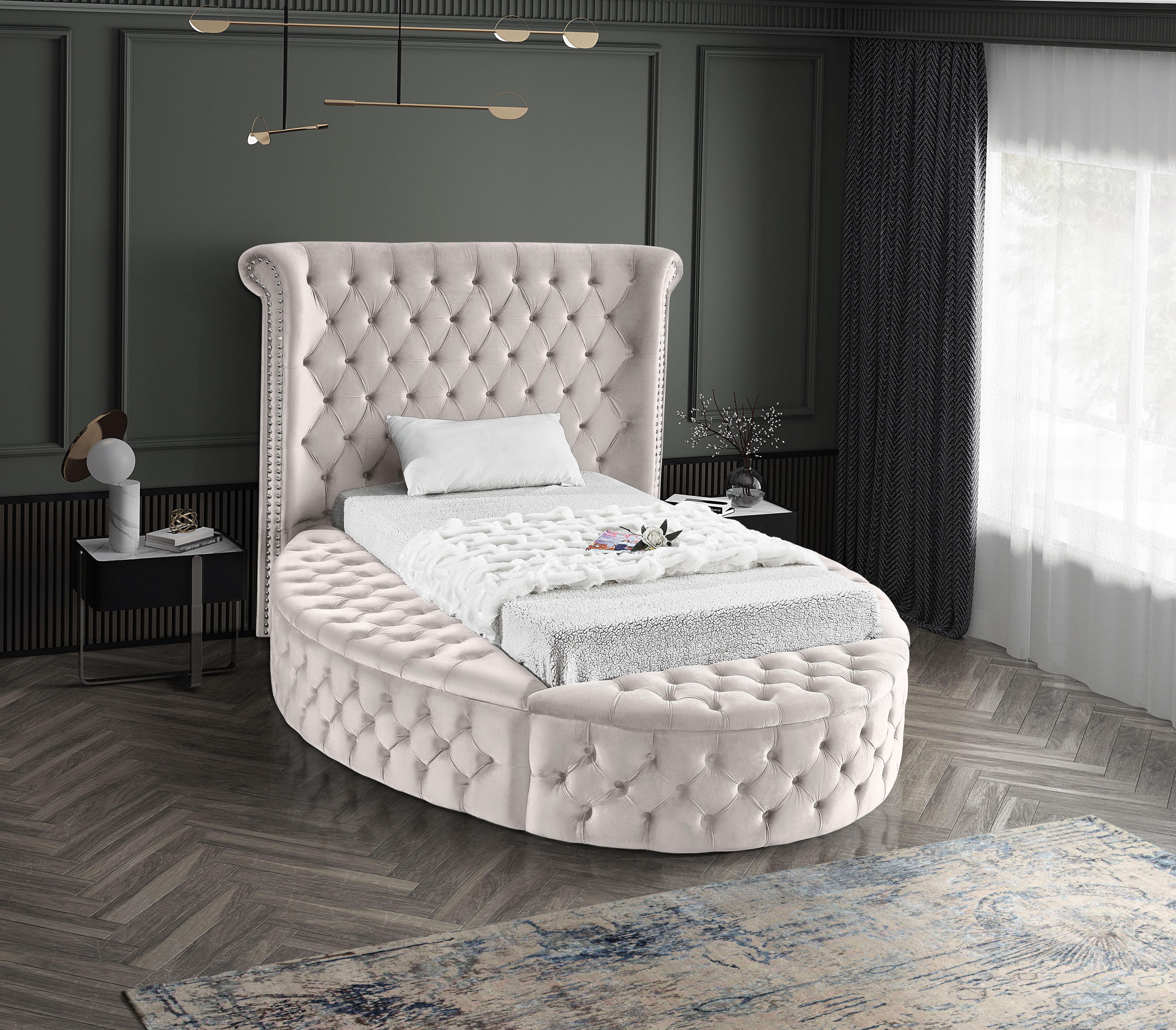 Luxus Cream Velvet Twin Bed (3 Boxes) - Luxury Home Furniture (MI)