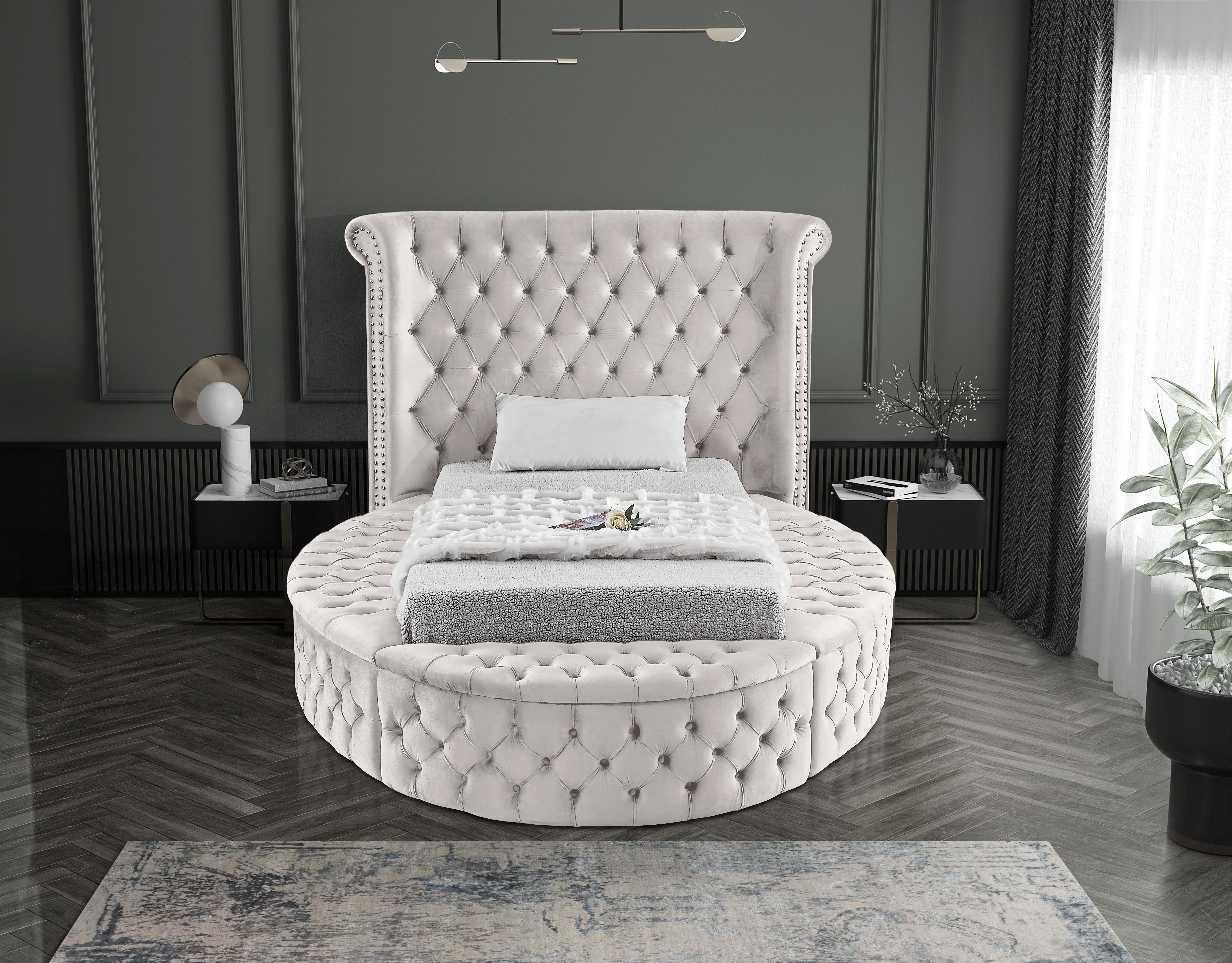 Luxus Cream Velvet Twin Bed (3 Boxes) - Luxury Home Furniture (MI)