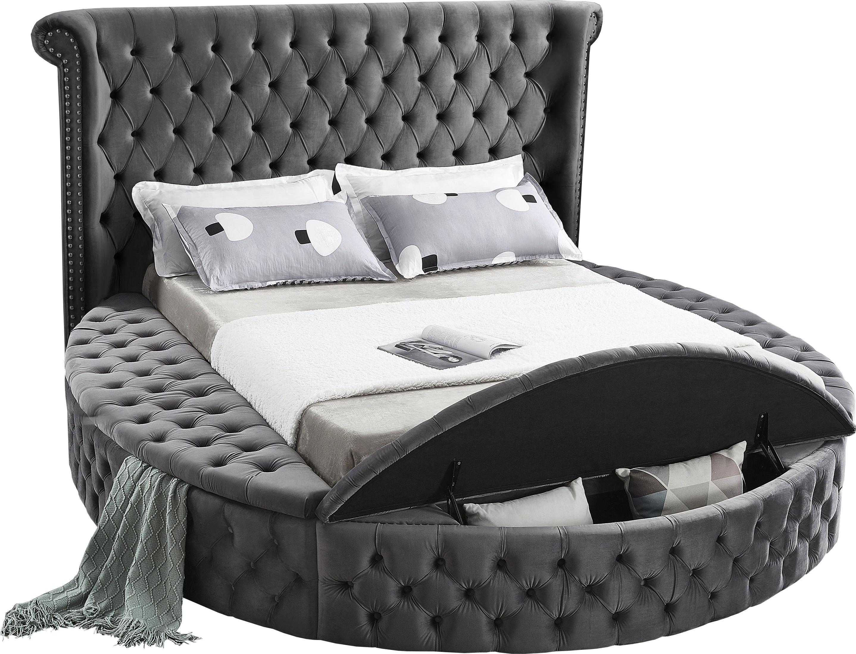 Luxus Grey Velvet Full Bed (3 Boxes) - Luxury Home Furniture (MI)