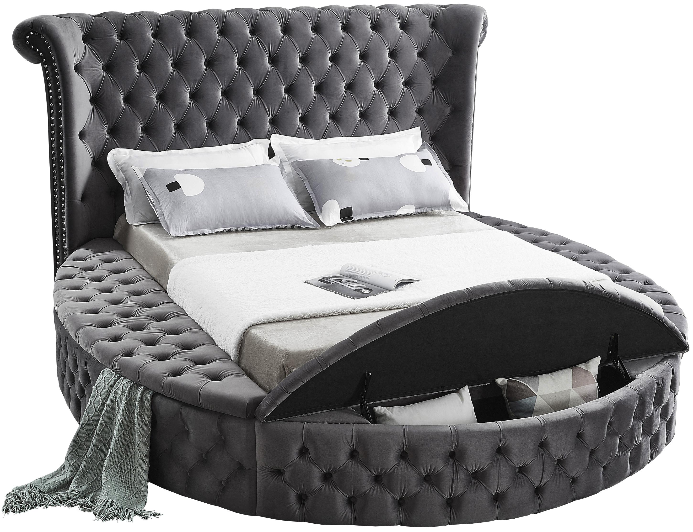 Luxus Grey Velvet Queen Bed (3 Boxes) - Luxury Home Furniture (MI)