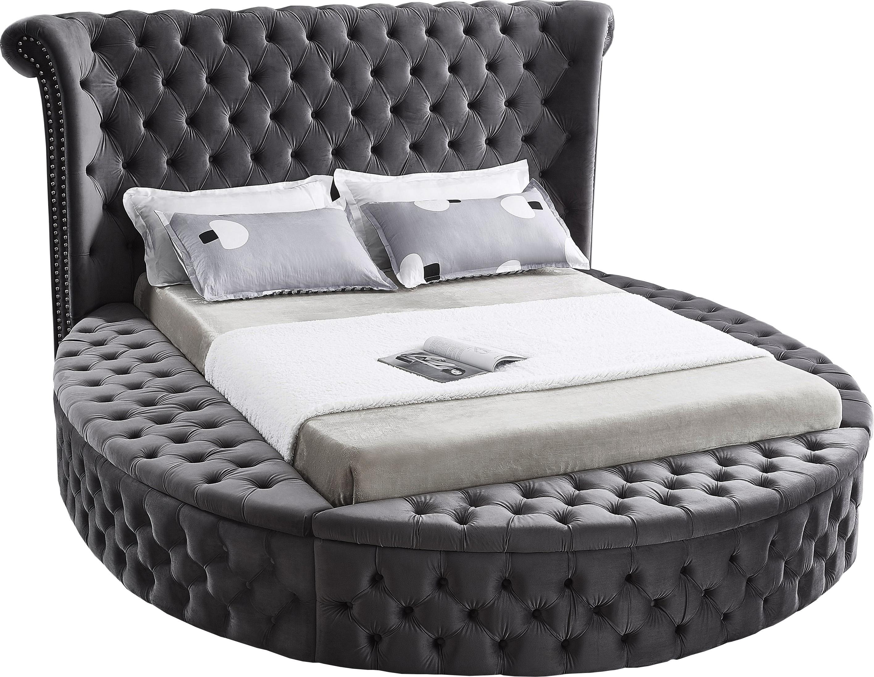 Luxus Grey Velvet King Bed (3 Boxes) - Luxury Home Furniture (MI)