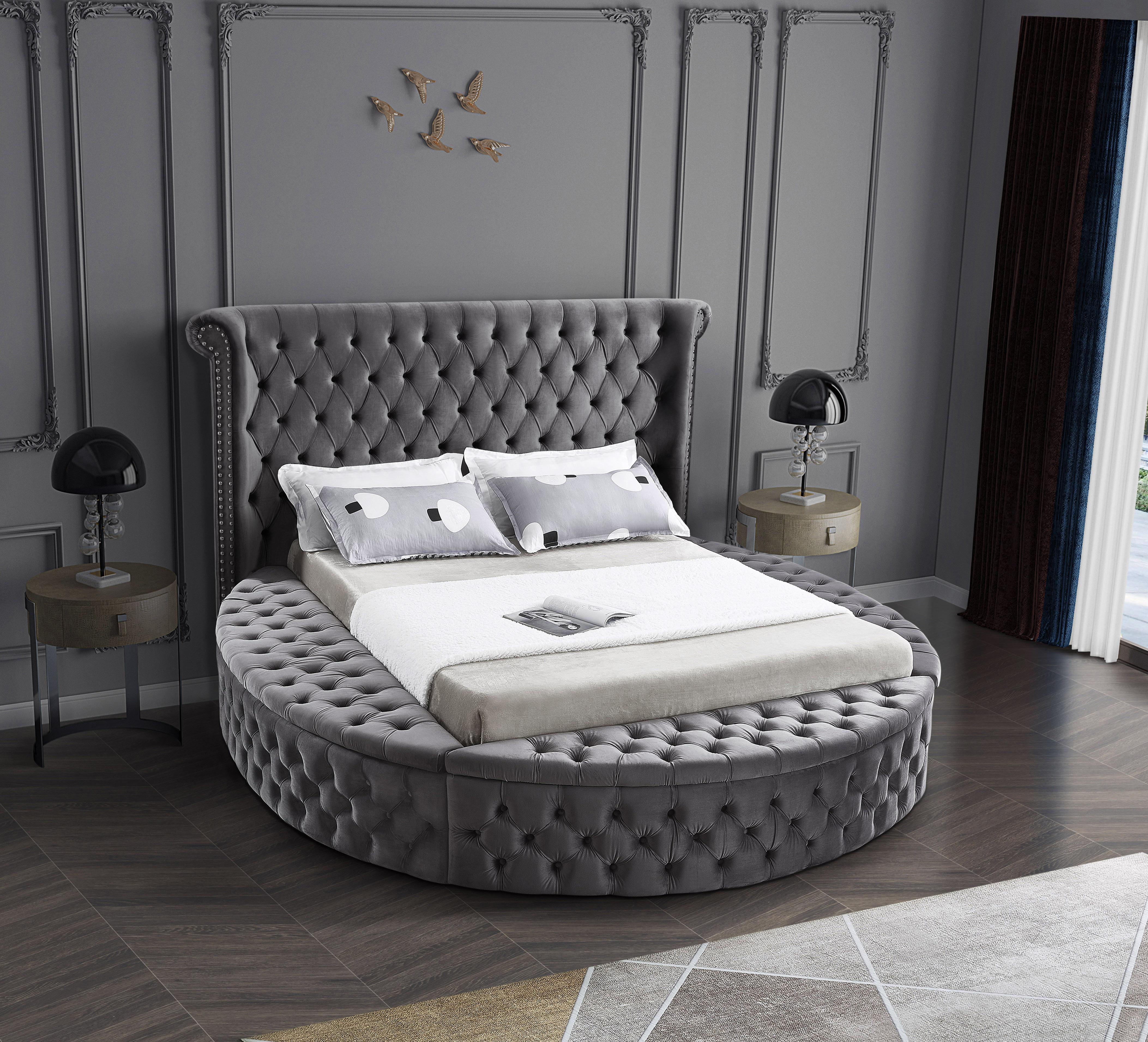 Luxus Grey Velvet Full Bed (3 Boxes) - Luxury Home Furniture (MI)