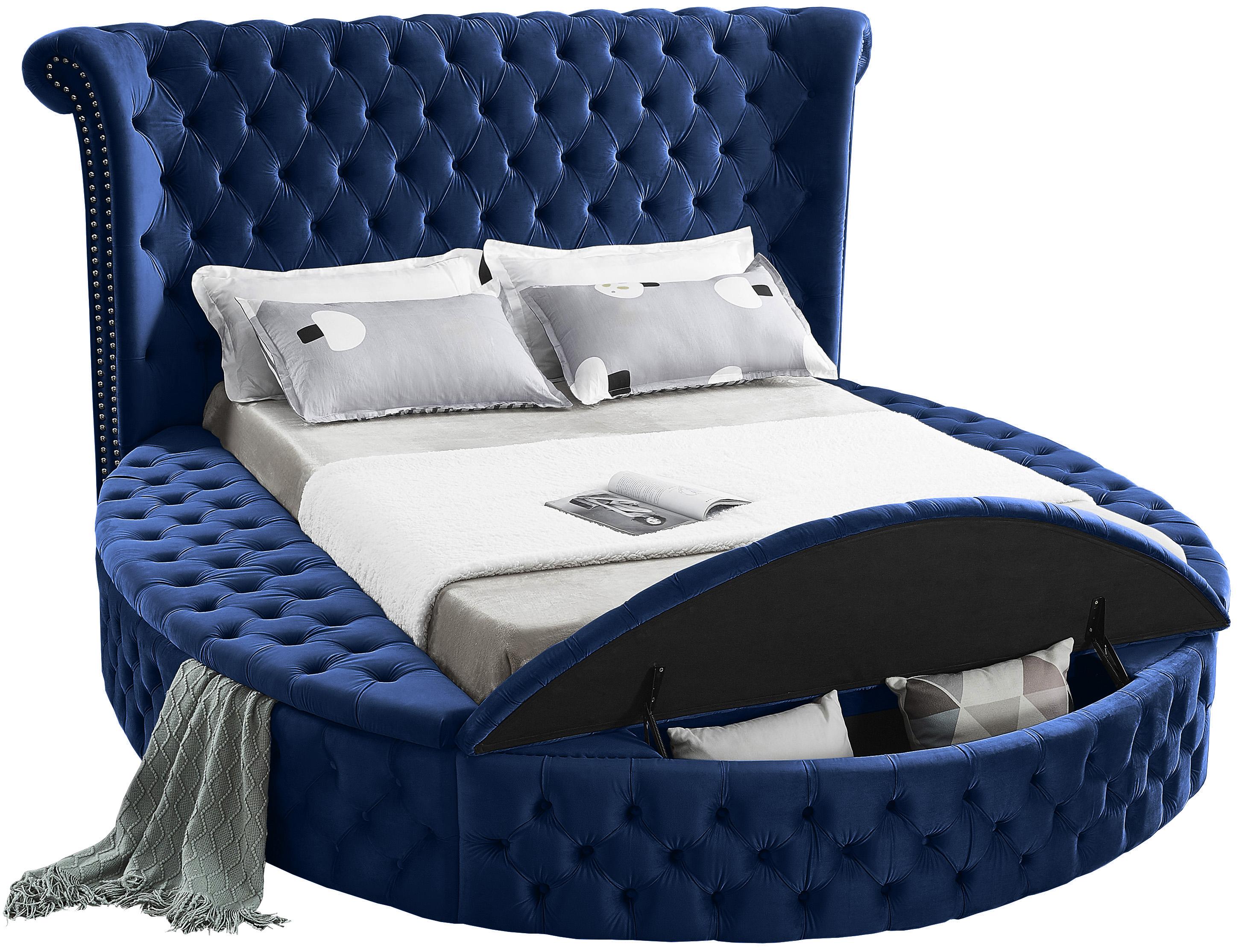 Luxus Navy Velvet Full Bed (3 Boxes) - Luxury Home Furniture (MI)