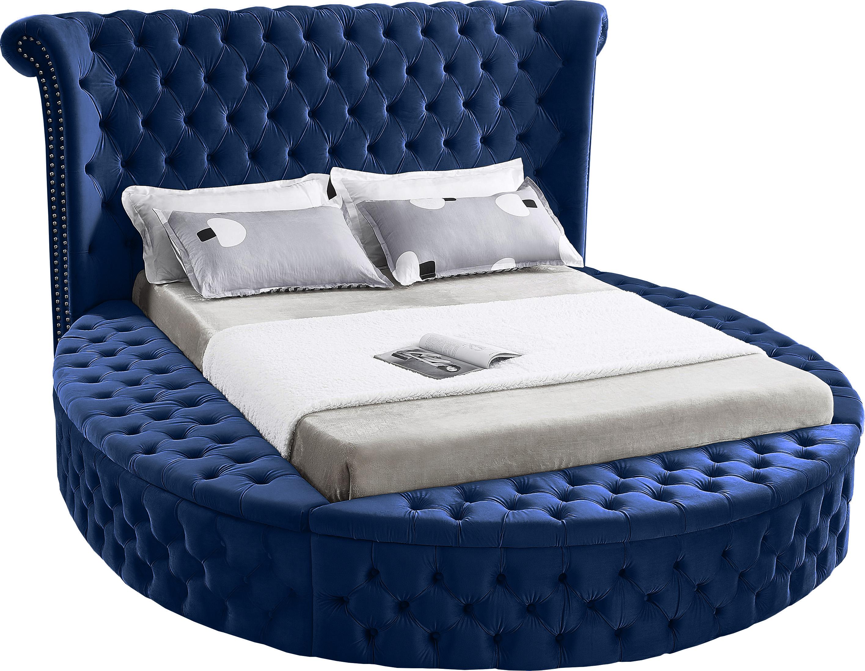 Luxus Navy Velvet Full Bed (3 Boxes) - Luxury Home Furniture (MI)