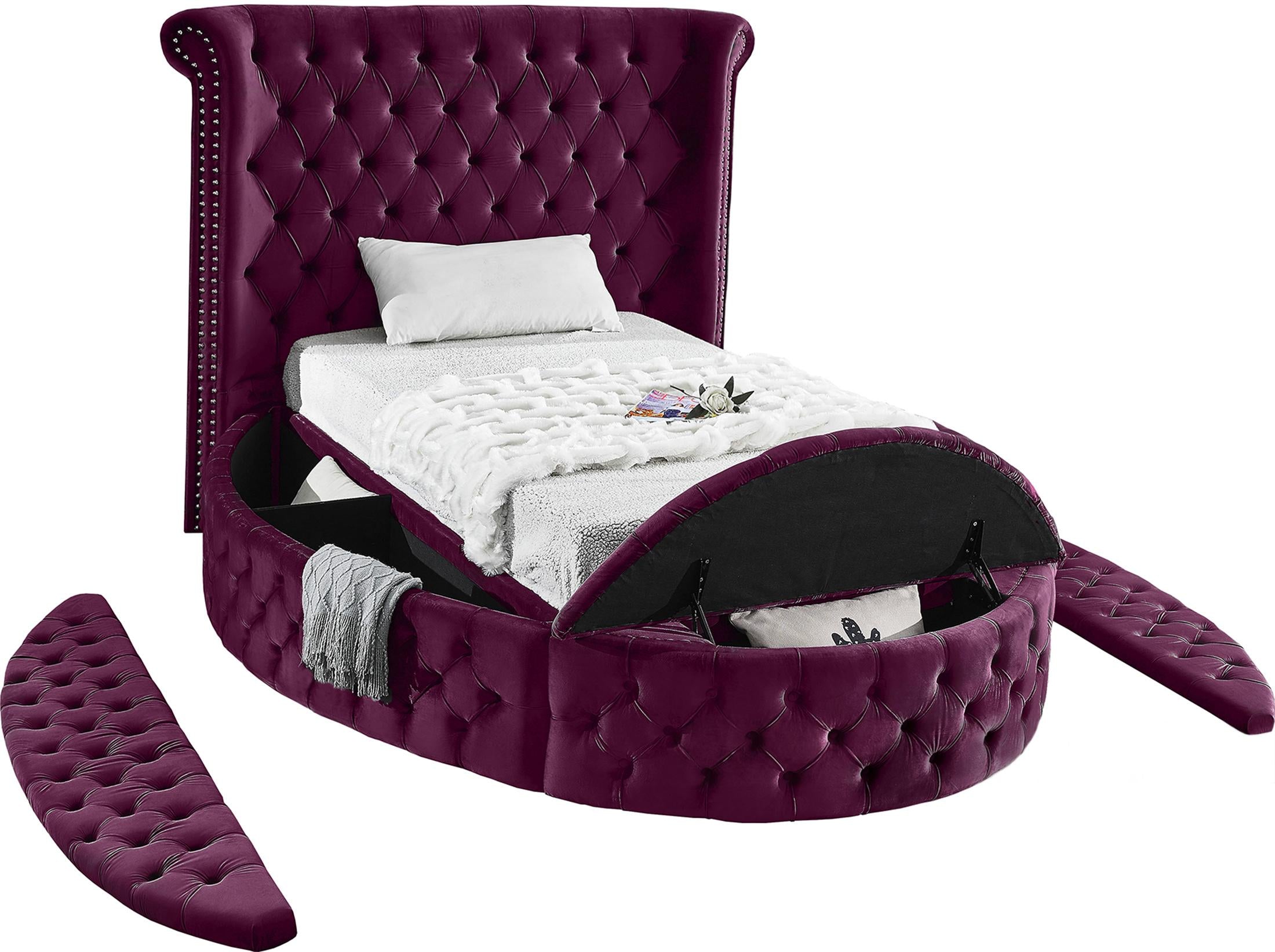Luxus Purple Velvet Twin Bed - Luxury Home Furniture (MI)