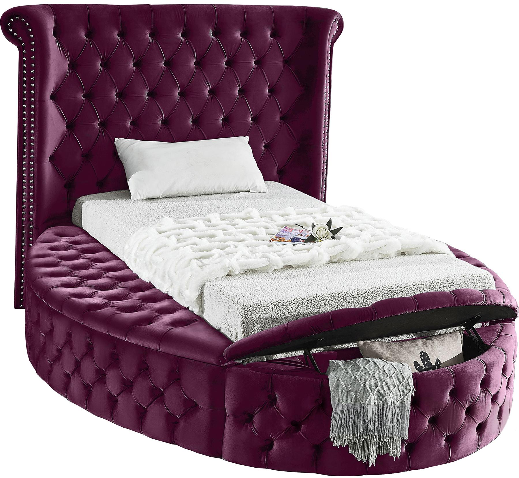 Luxus Purple Velvet Twin Bed - Luxury Home Furniture (MI)