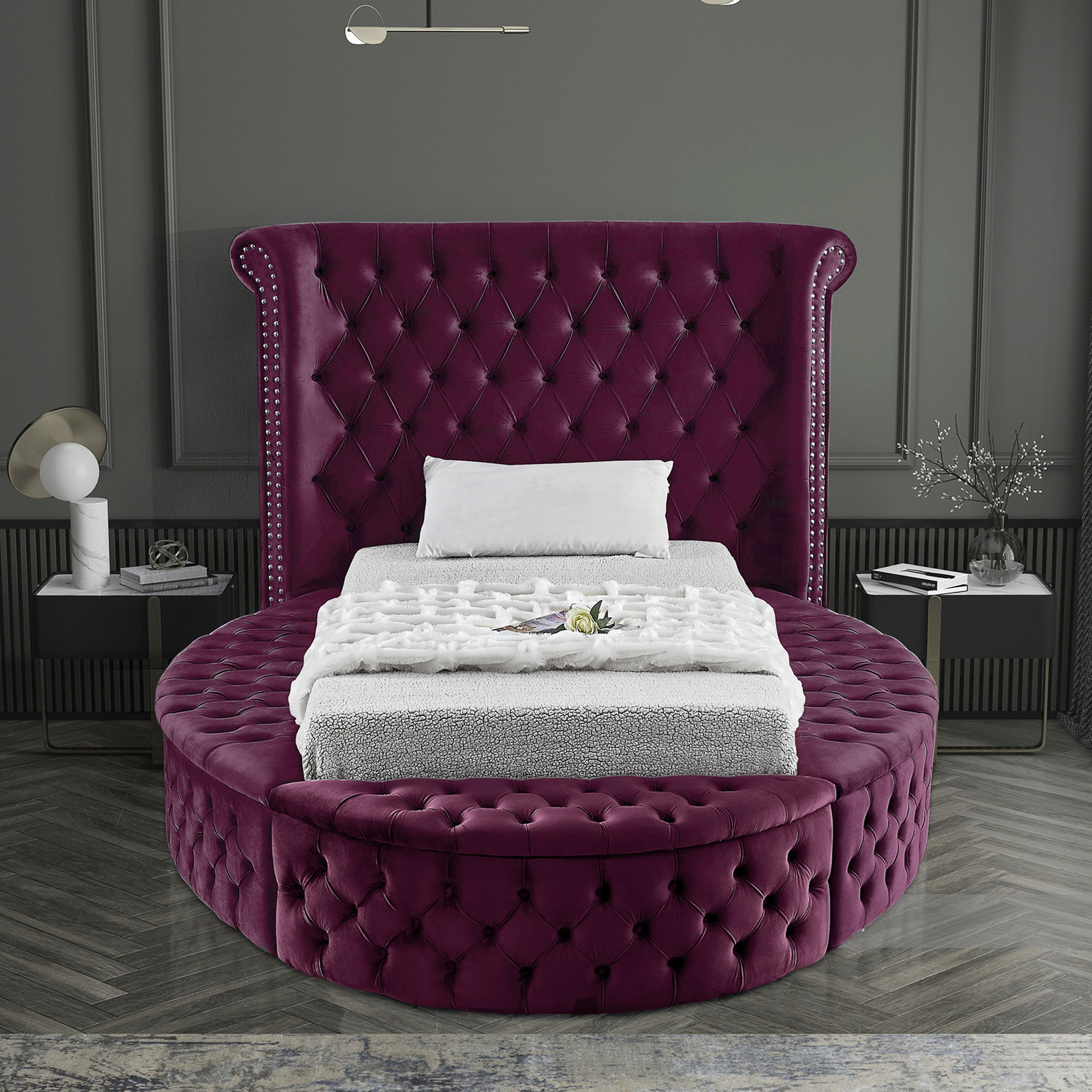 Luxus Purple Velvet Twin Bed - Luxury Home Furniture (MI)