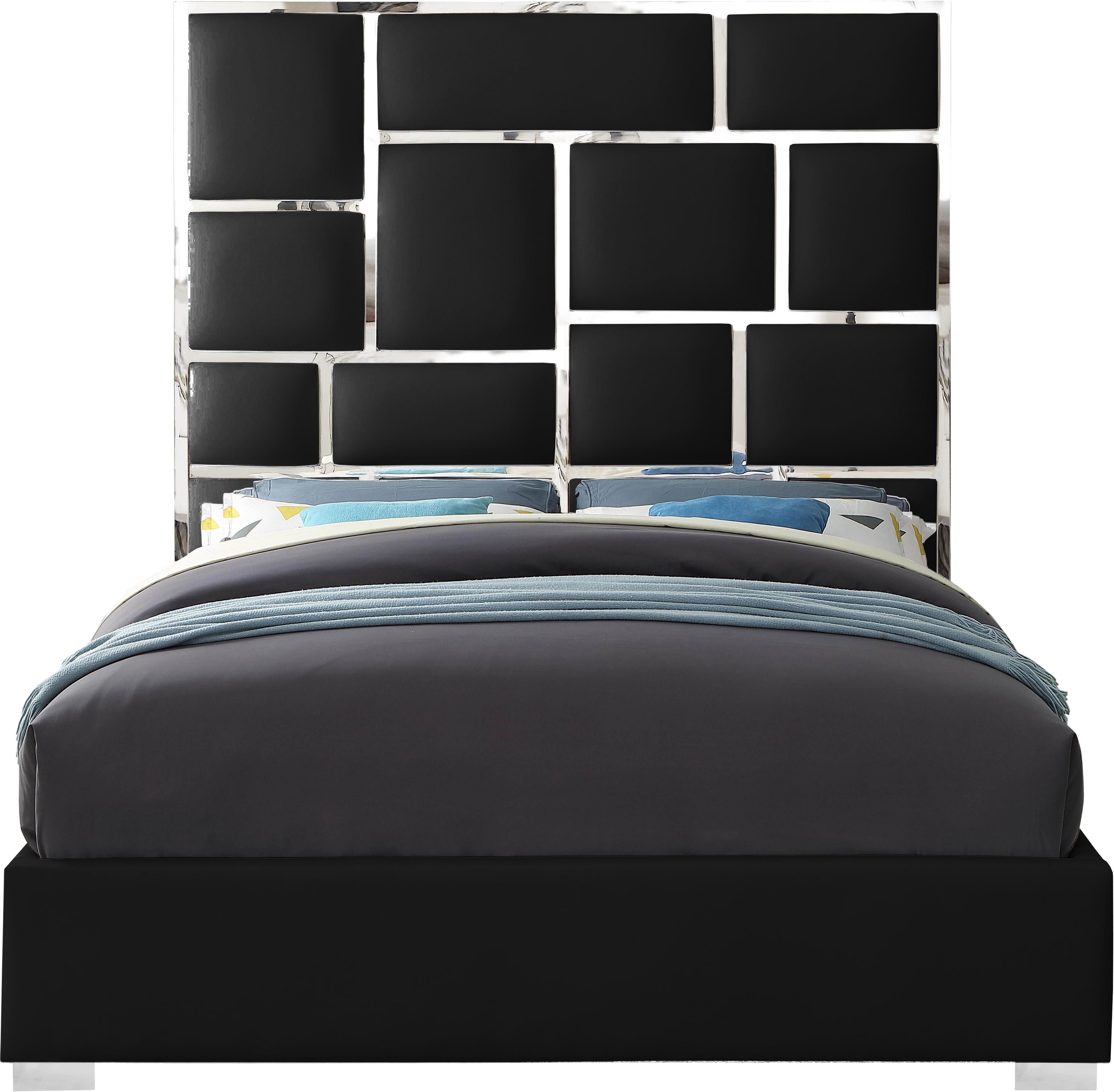 Milan Black Faux Leather Queen Bed - Luxury Home Furniture (MI)