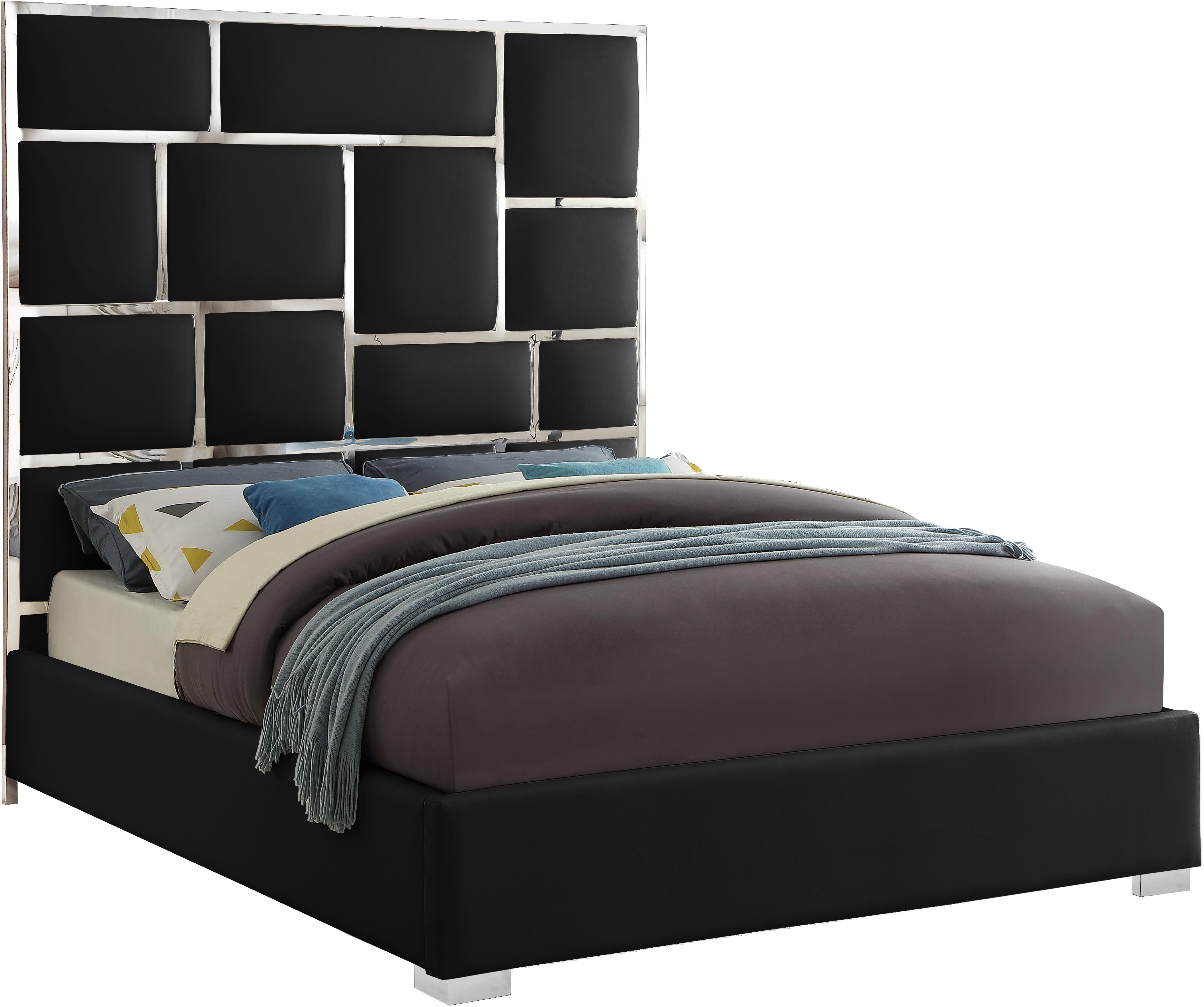 Milan Black Faux Leather Queen Bed - Luxury Home Furniture (MI)