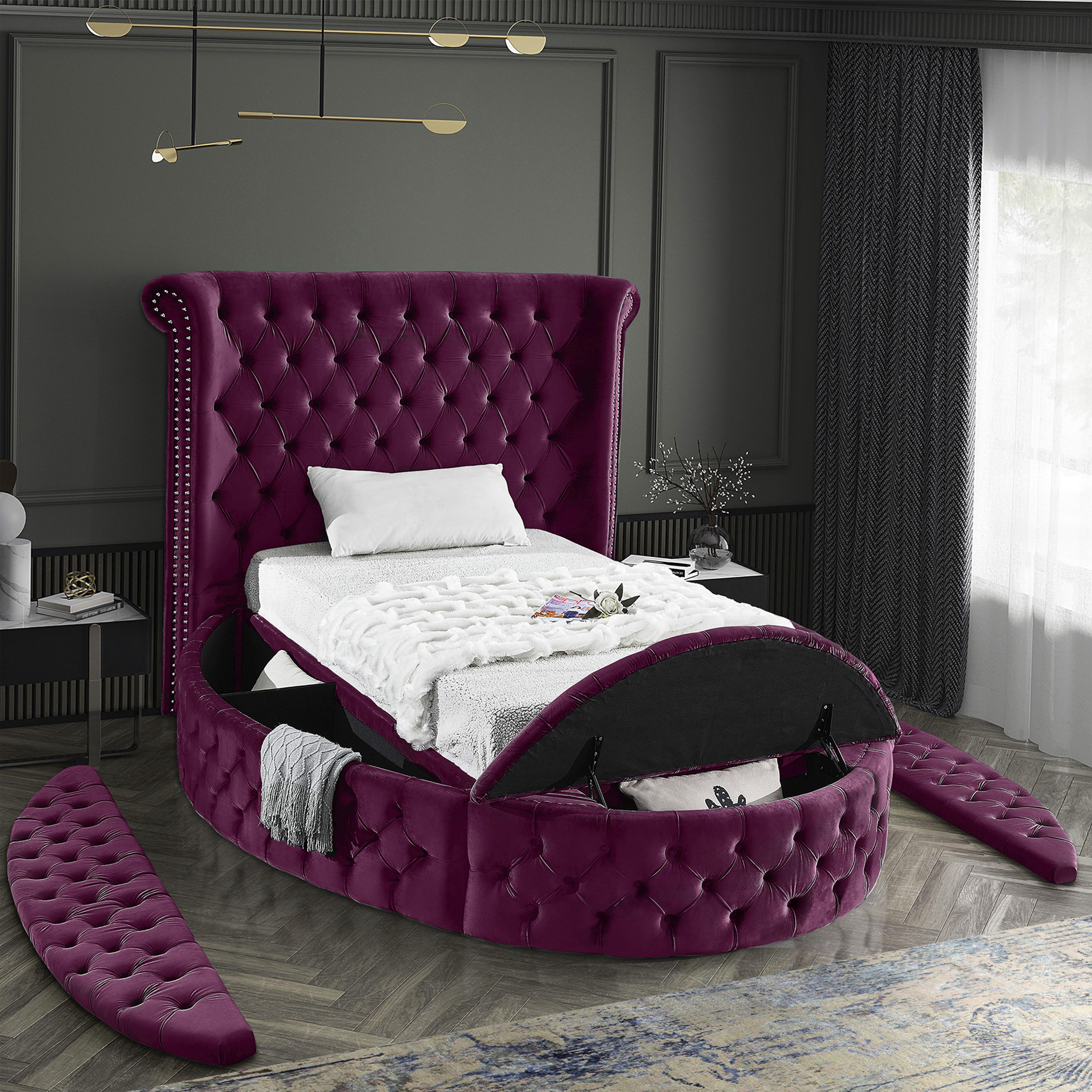 Luxus Purple Velvet Twin Bed - Luxury Home Furniture (MI)