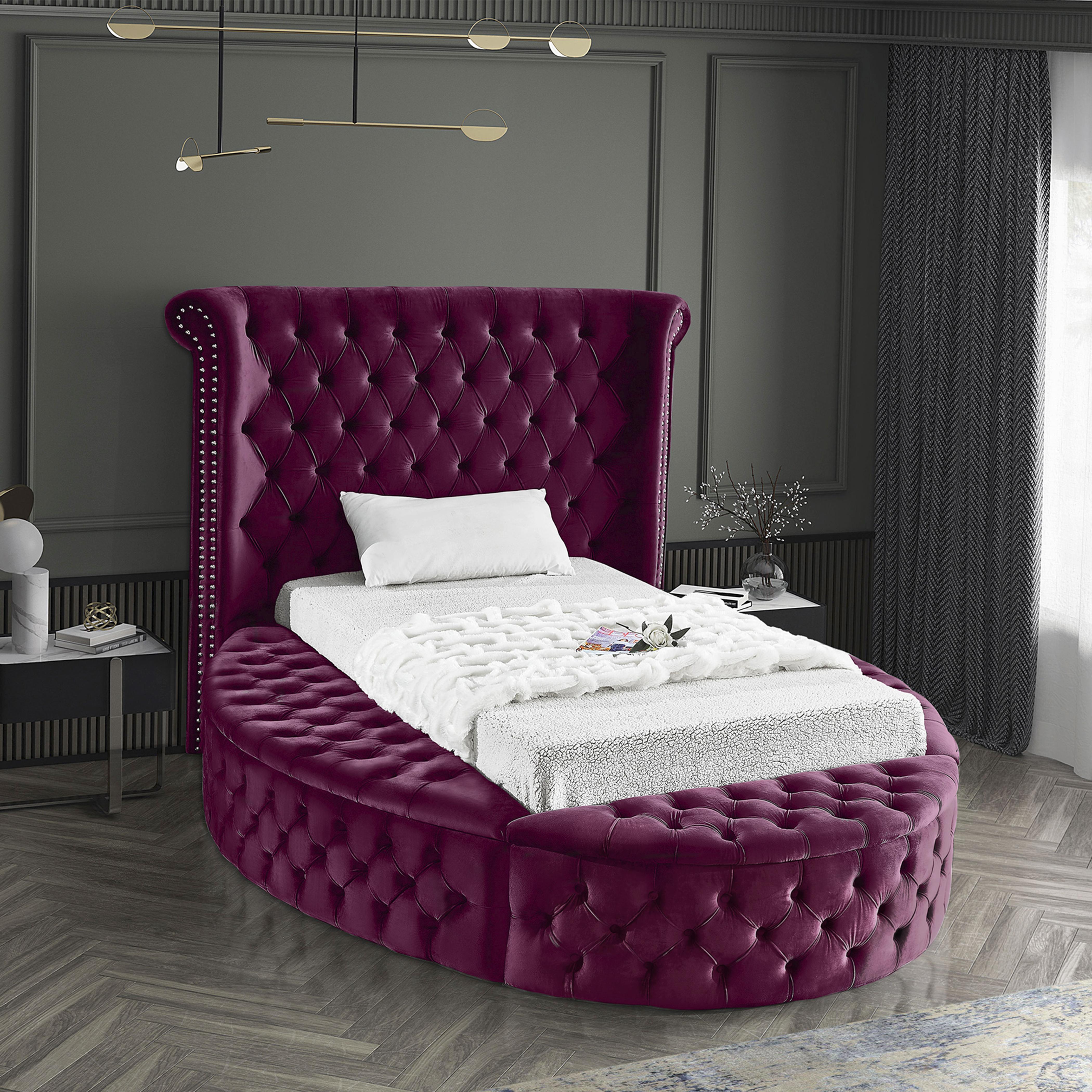 Luxus Purple Velvet Twin Bed - Luxury Home Furniture (MI)