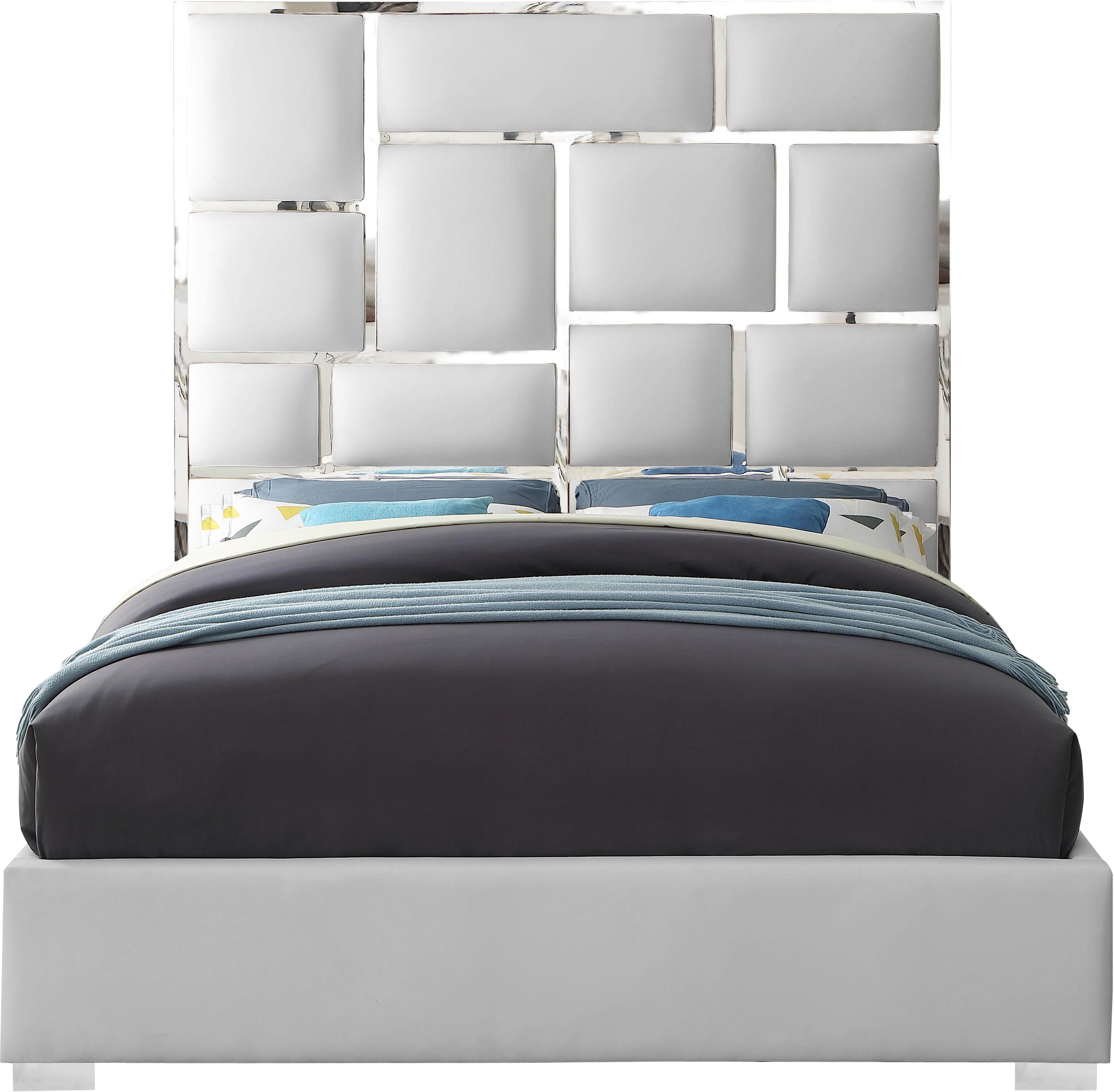 Milan White Faux Leather Queen Bed - Luxury Home Furniture (MI)