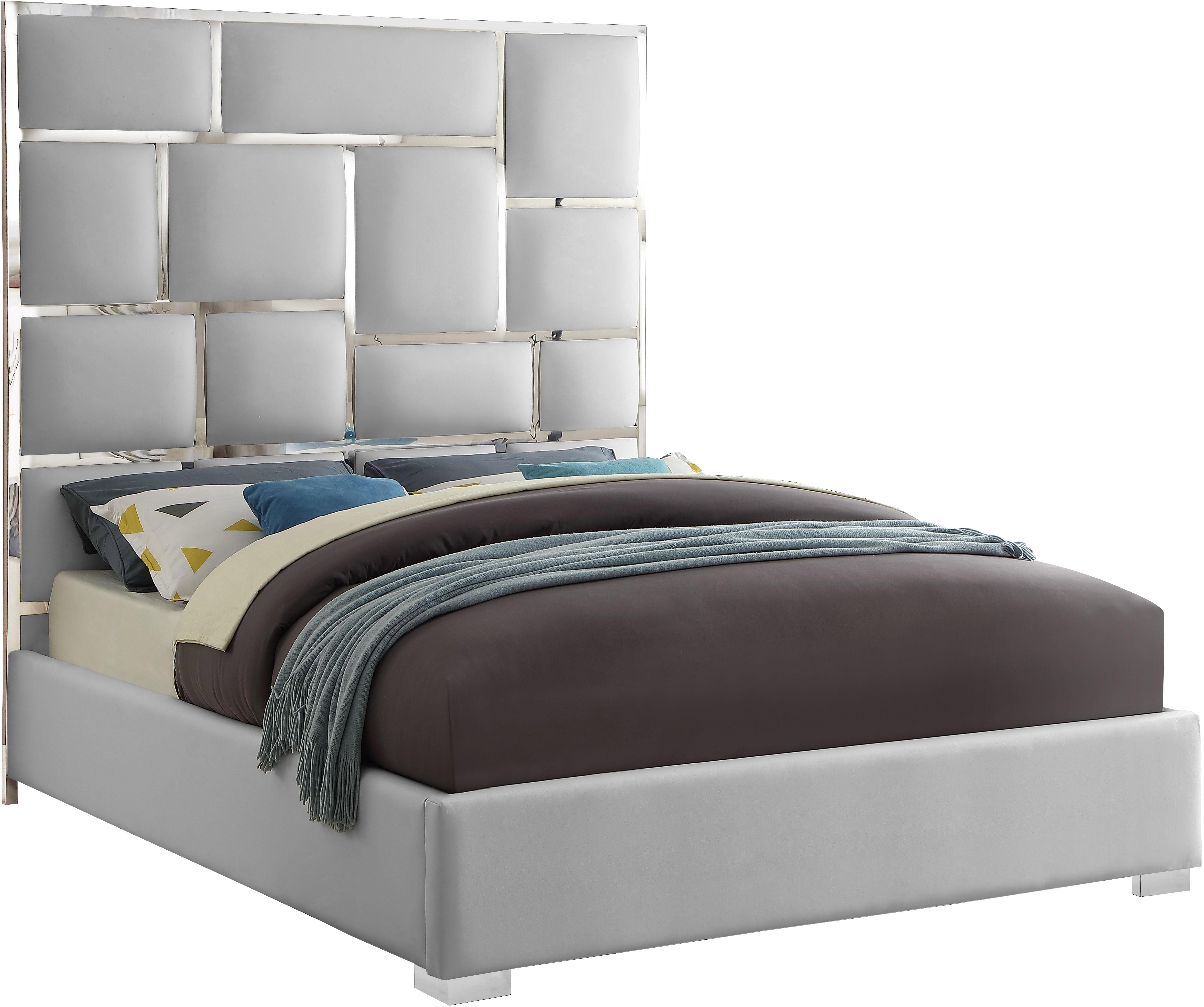Milan White Faux Leather Queen Bed - Luxury Home Furniture (MI)