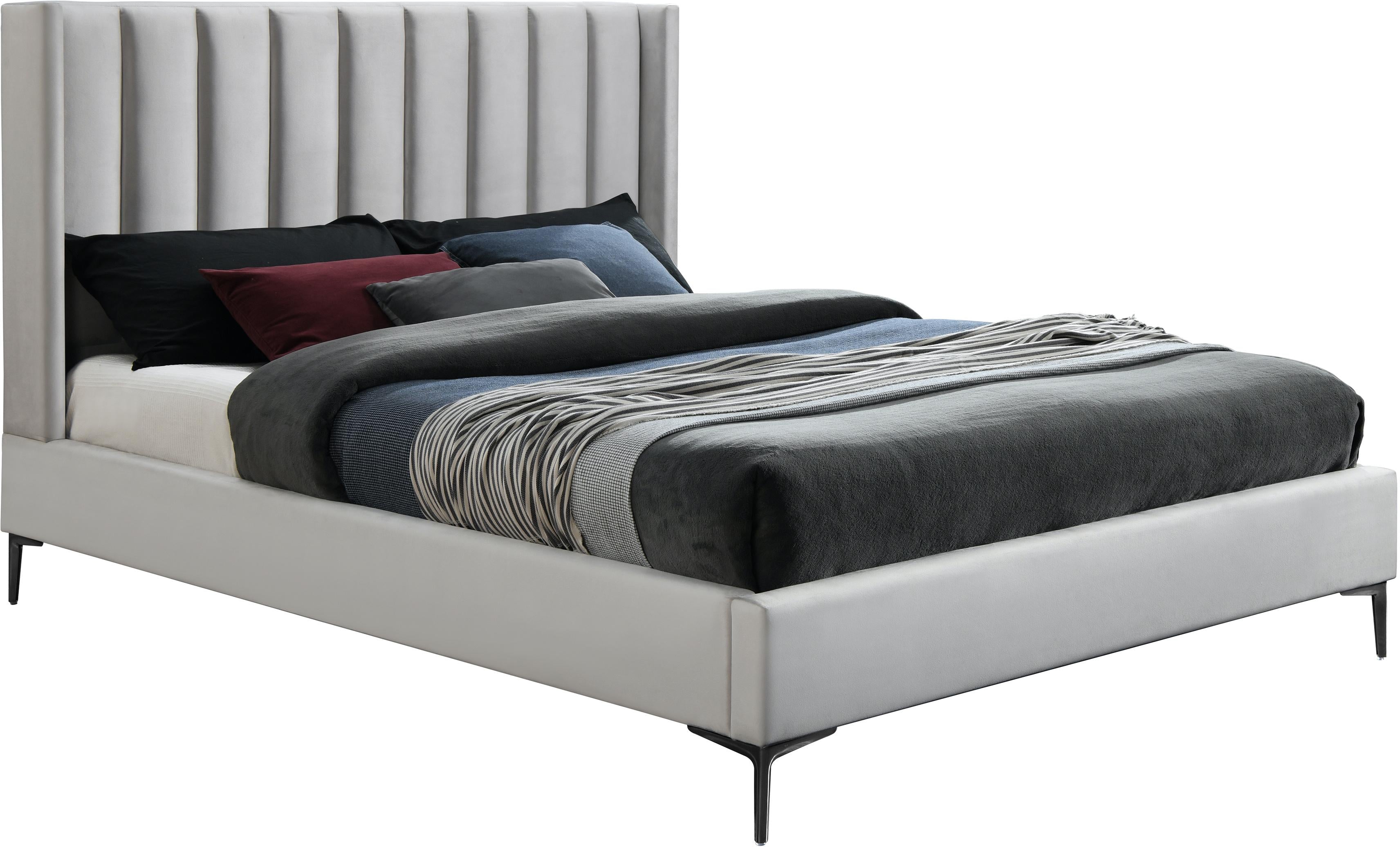 Nadia Cream Velvet Queen Bed - Luxury Home Furniture (MI)