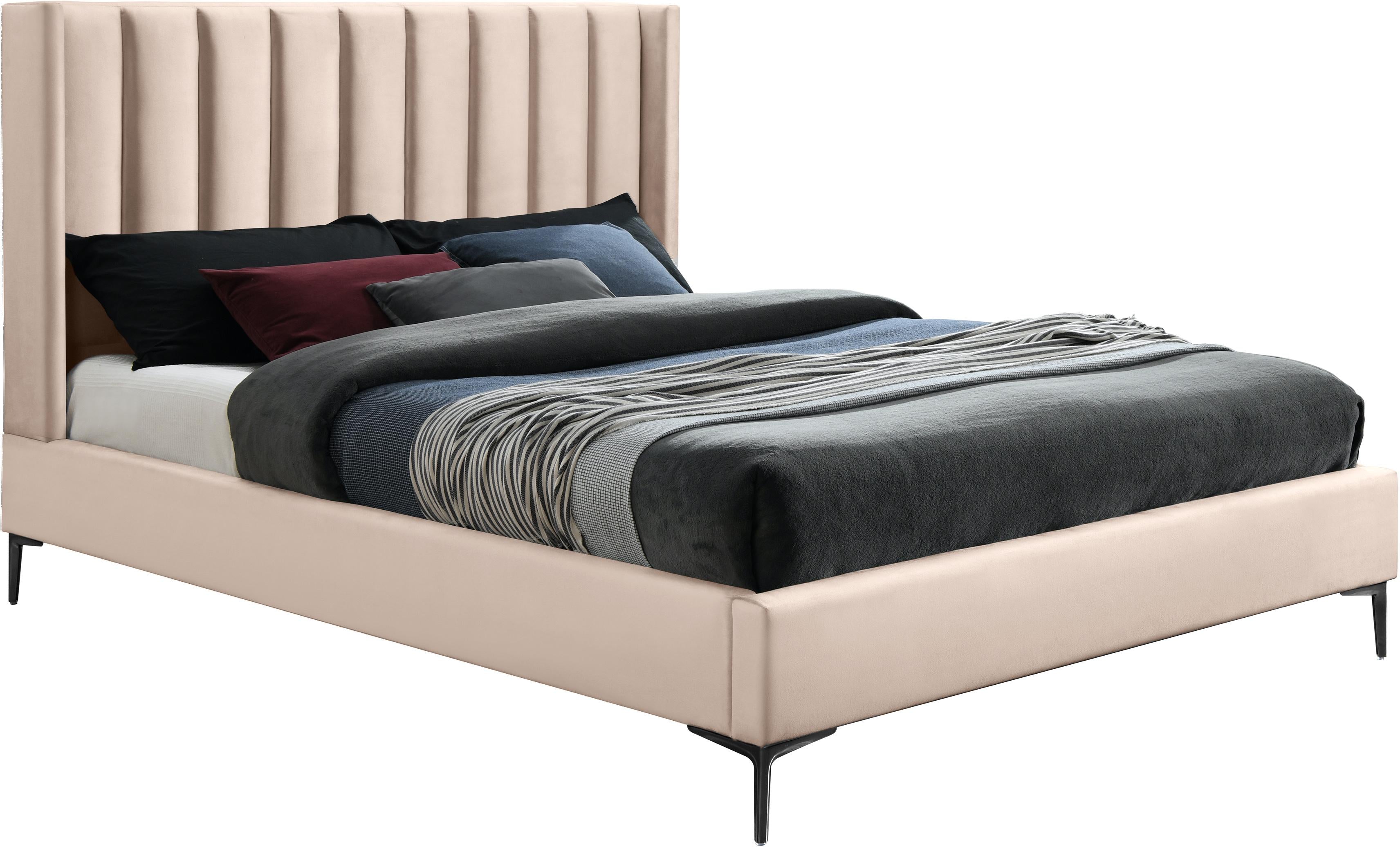 Nadia Pink Velvet Full Bed - Luxury Home Furniture (MI)