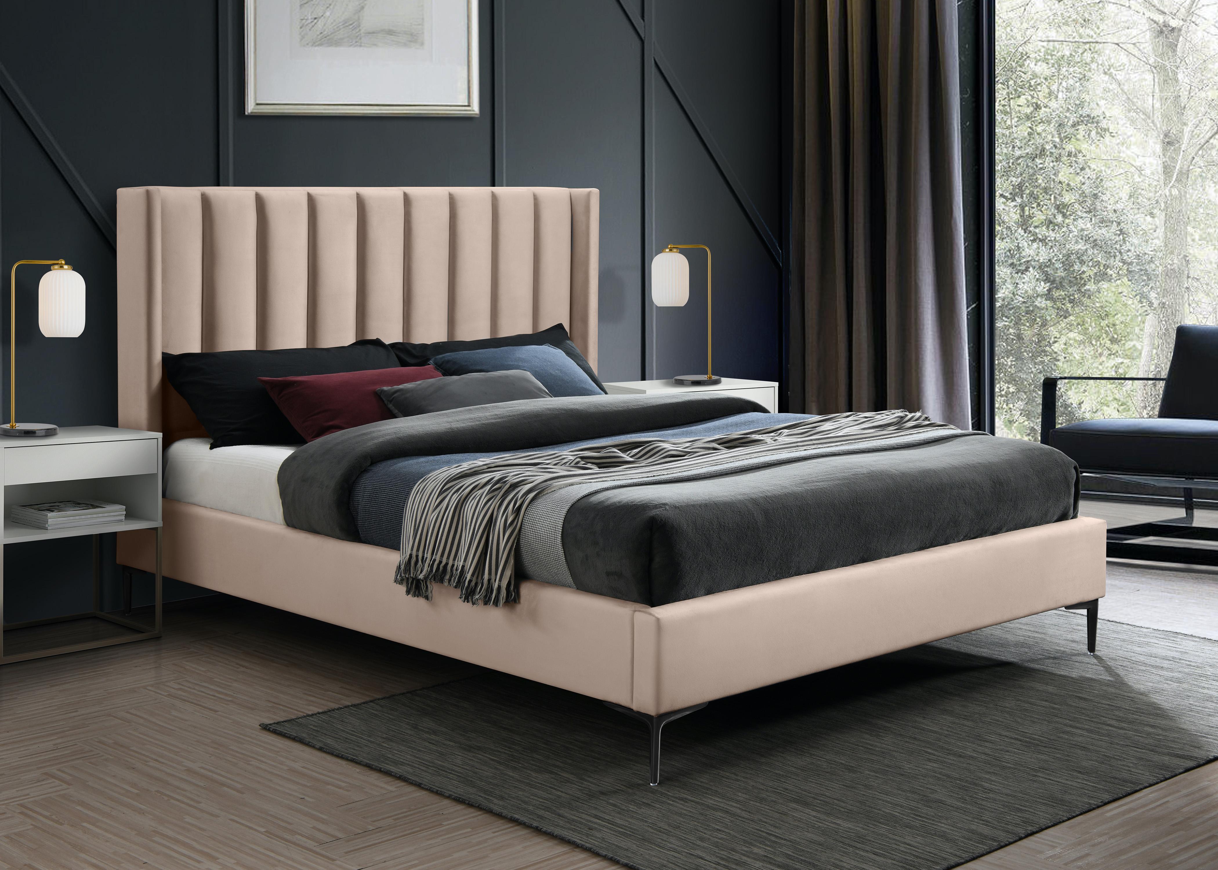 Nadia Pink Velvet Full Bed - Luxury Home Furniture (MI)