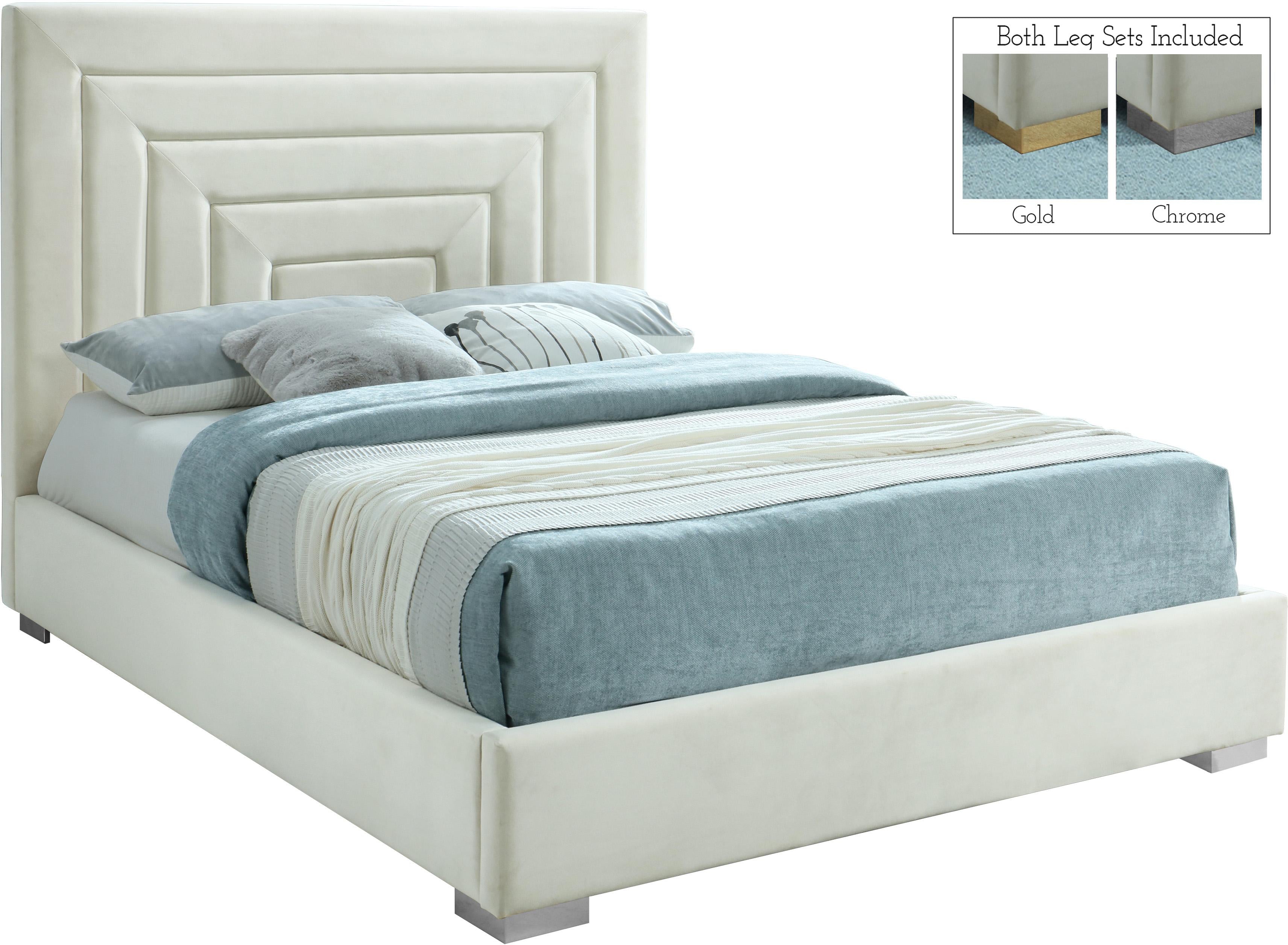 Nora Cream Velvet Queen Bed - Luxury Home Furniture (MI)