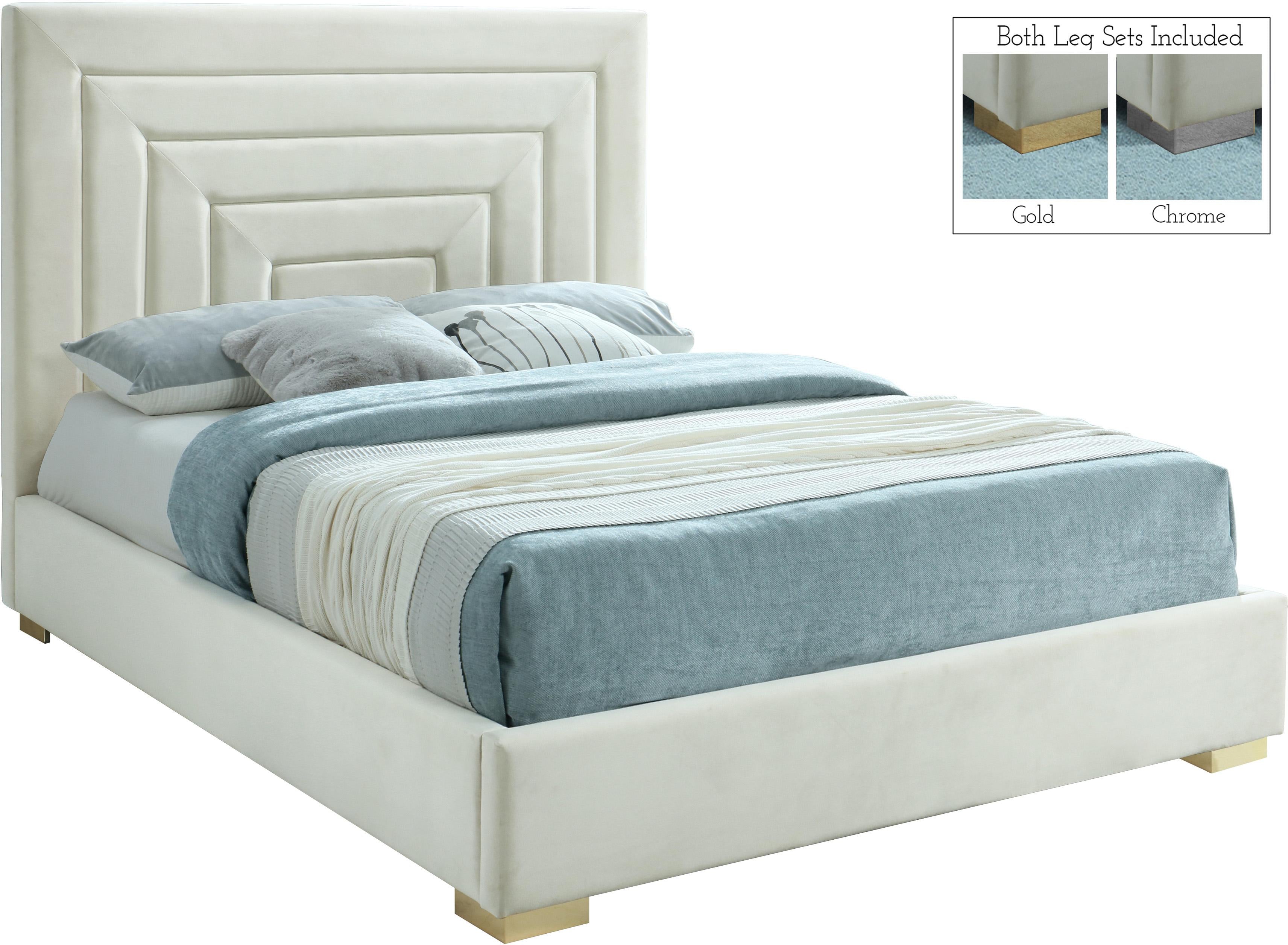 Nora Cream Velvet Full Bed - Luxury Home Furniture (MI)