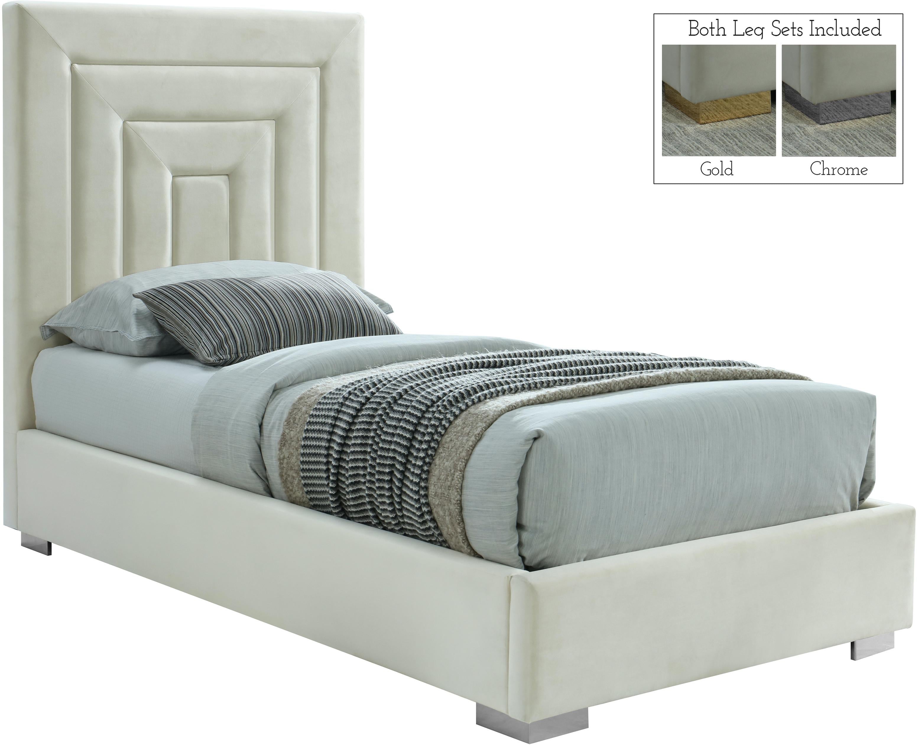 Nora Cream Velvet Twin Bed - Luxury Home Furniture (MI)