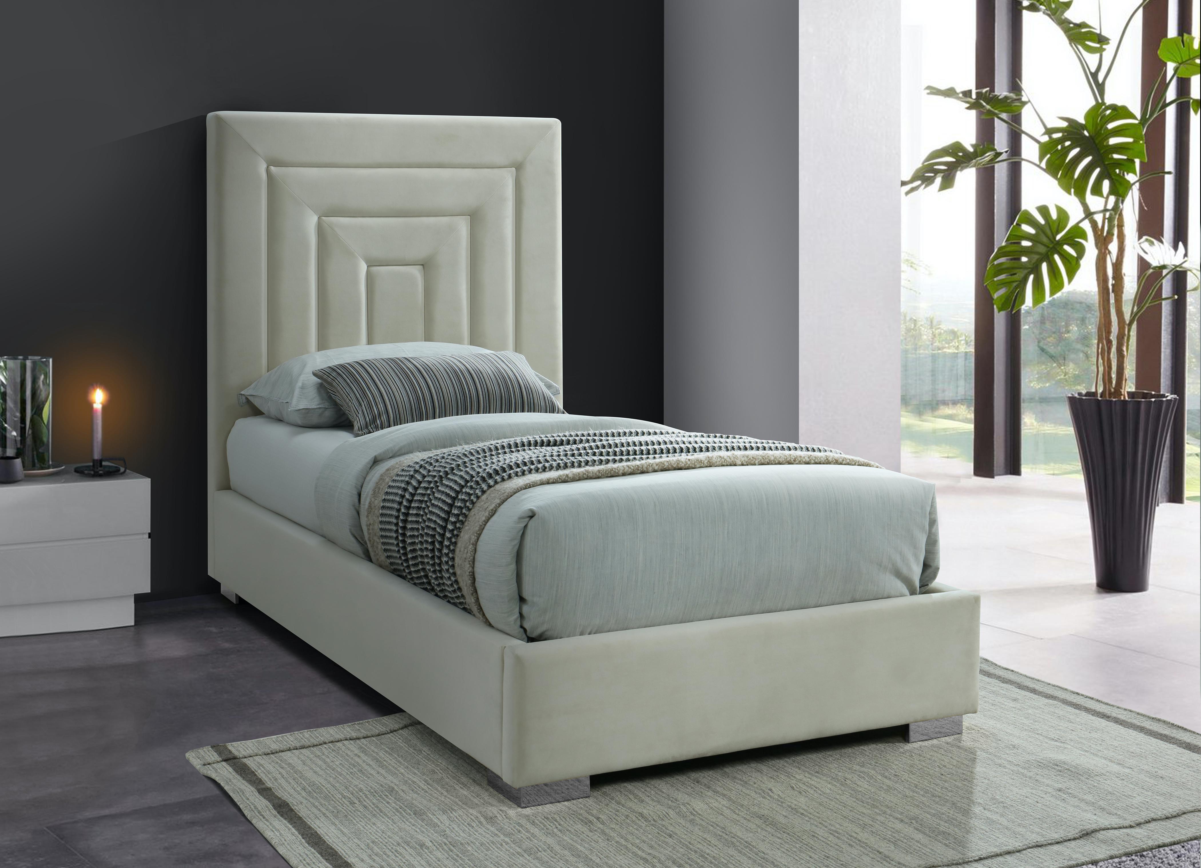 Nora Cream Velvet Twin Bed - Luxury Home Furniture (MI)