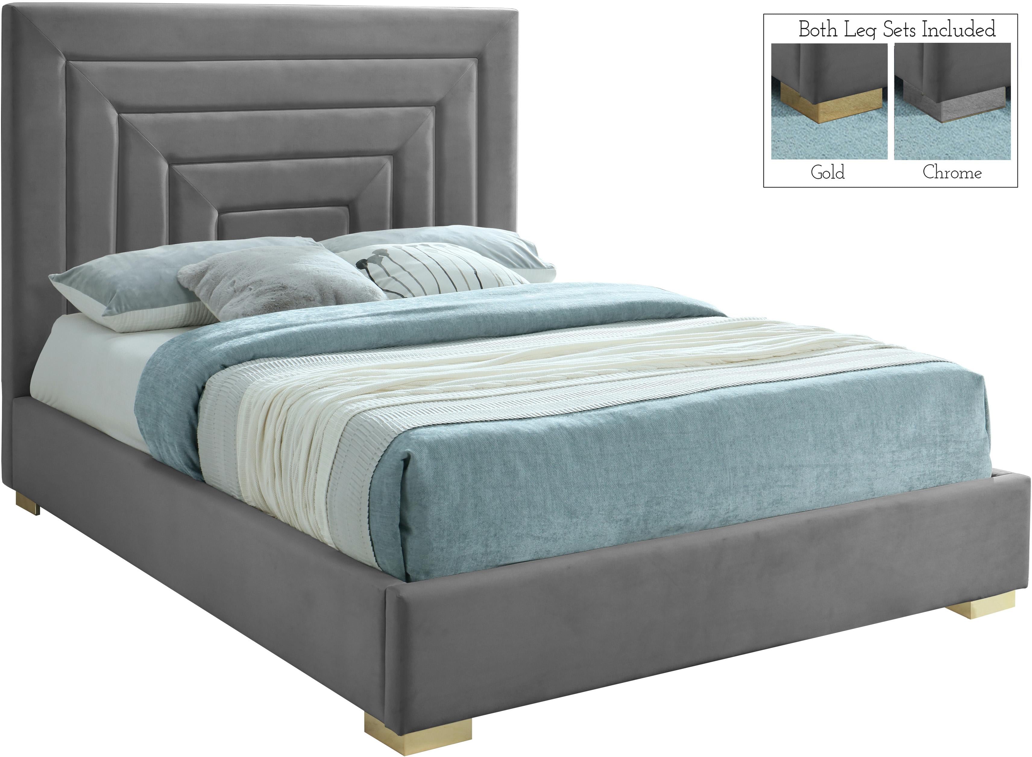 Nora Grey Velvet Full Bed - Luxury Home Furniture (MI)