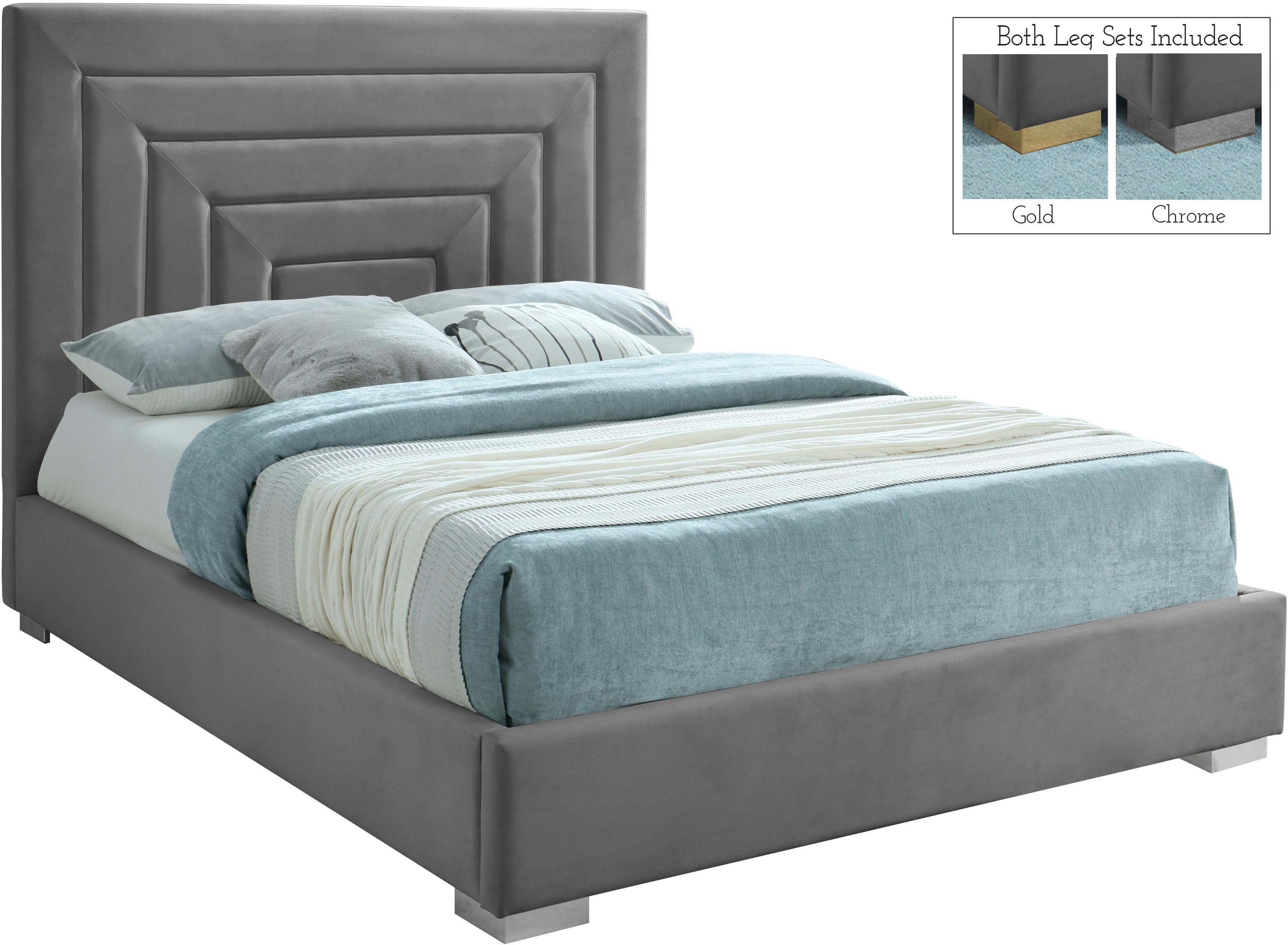 Nora Grey Velvet Full Bed - Luxury Home Furniture (MI)