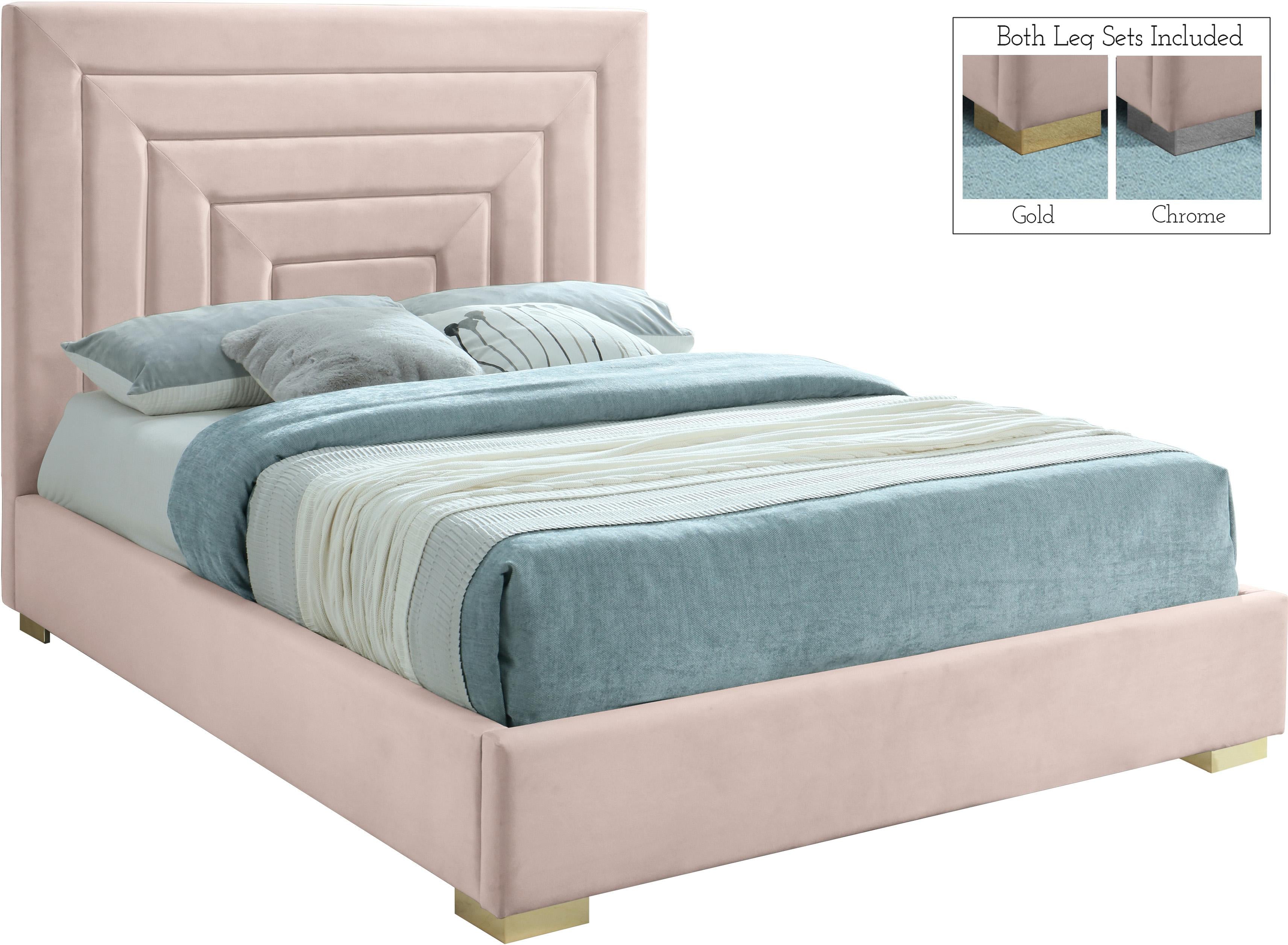 Nora Pink Velvet Full Bed - Luxury Home Furniture (MI)