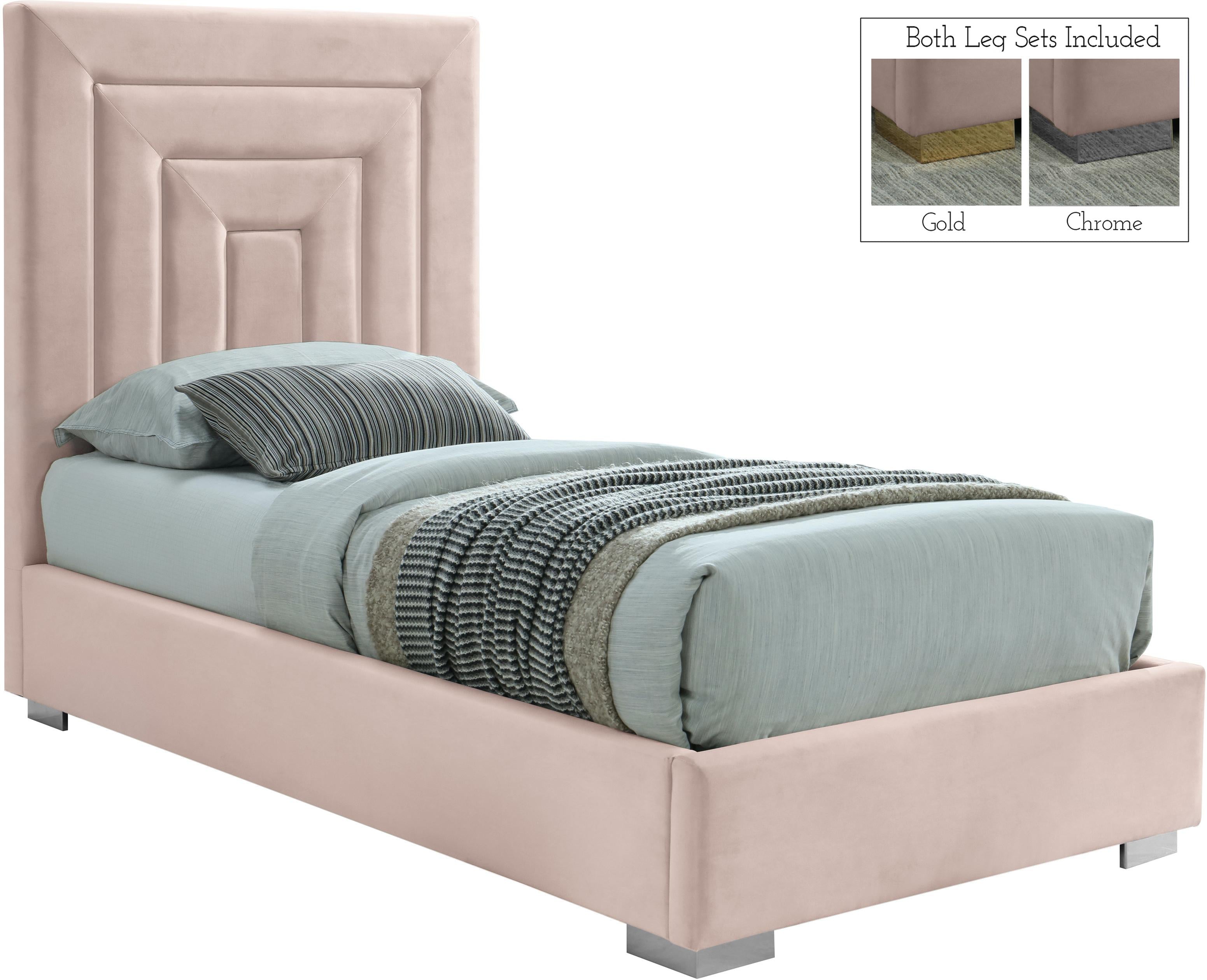 Nora Pink Velvet Twin Bed - Luxury Home Furniture (MI)