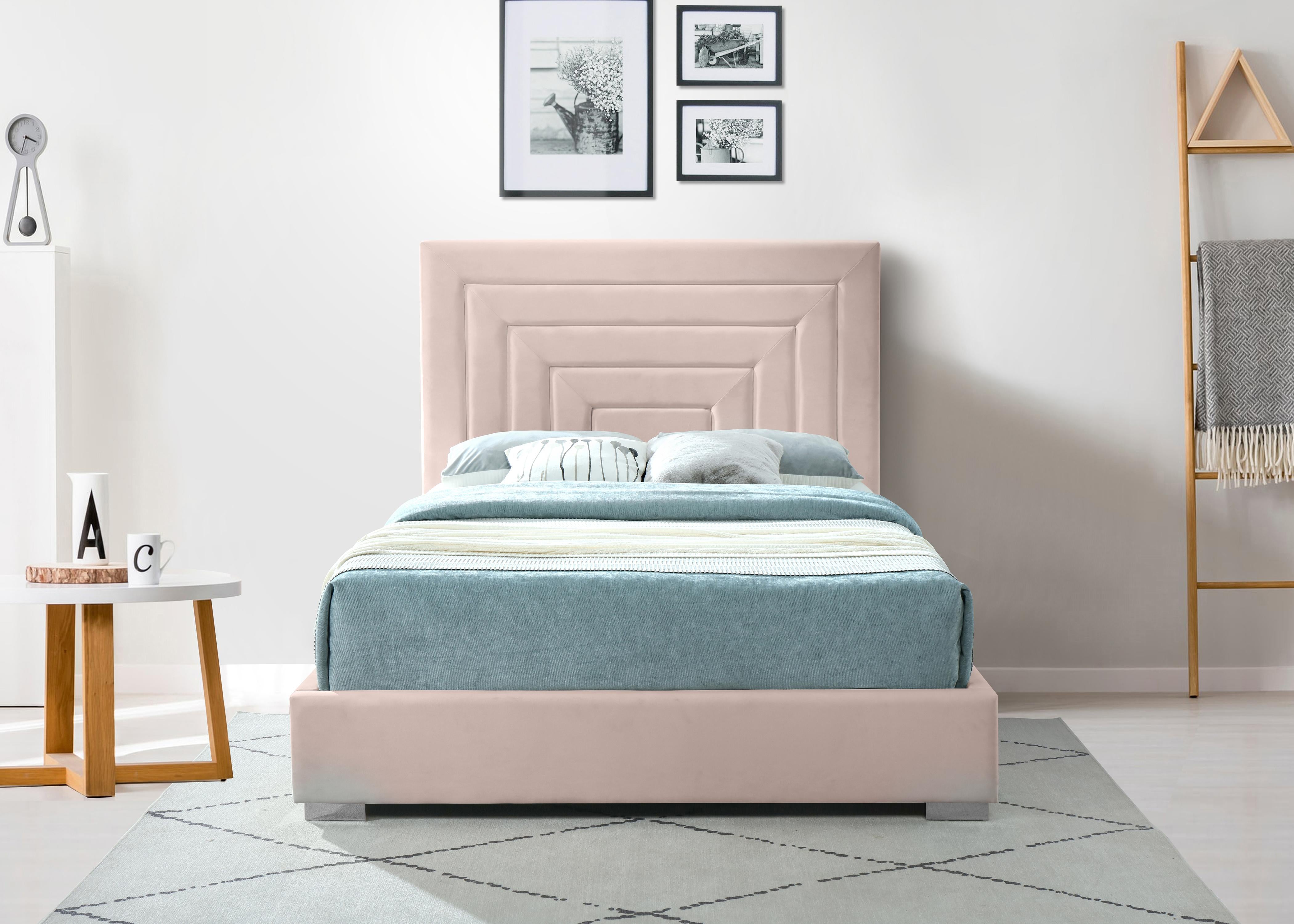 Nora Pink Velvet Full Bed - Luxury Home Furniture (MI)