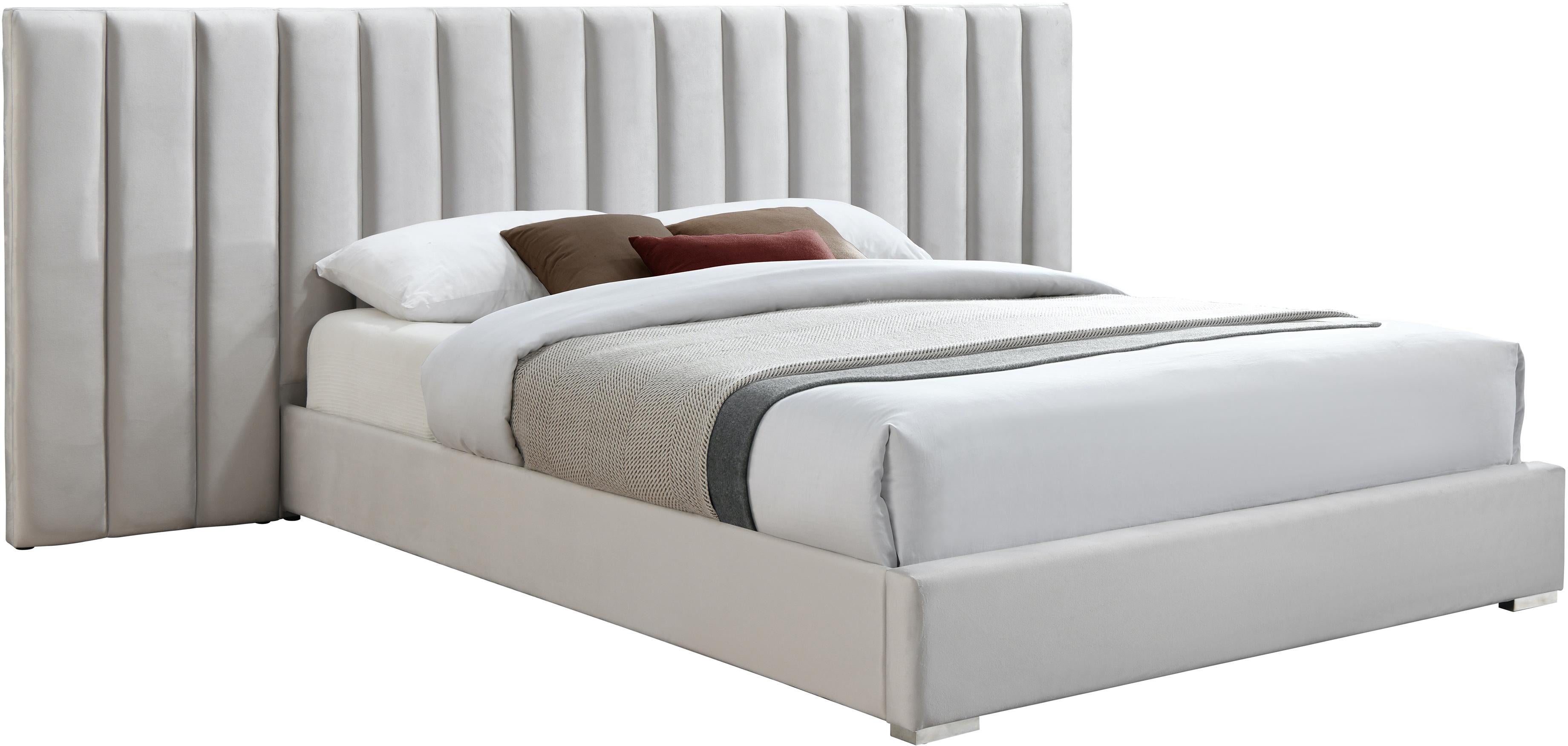 Pablo Cream Velvet King Bed