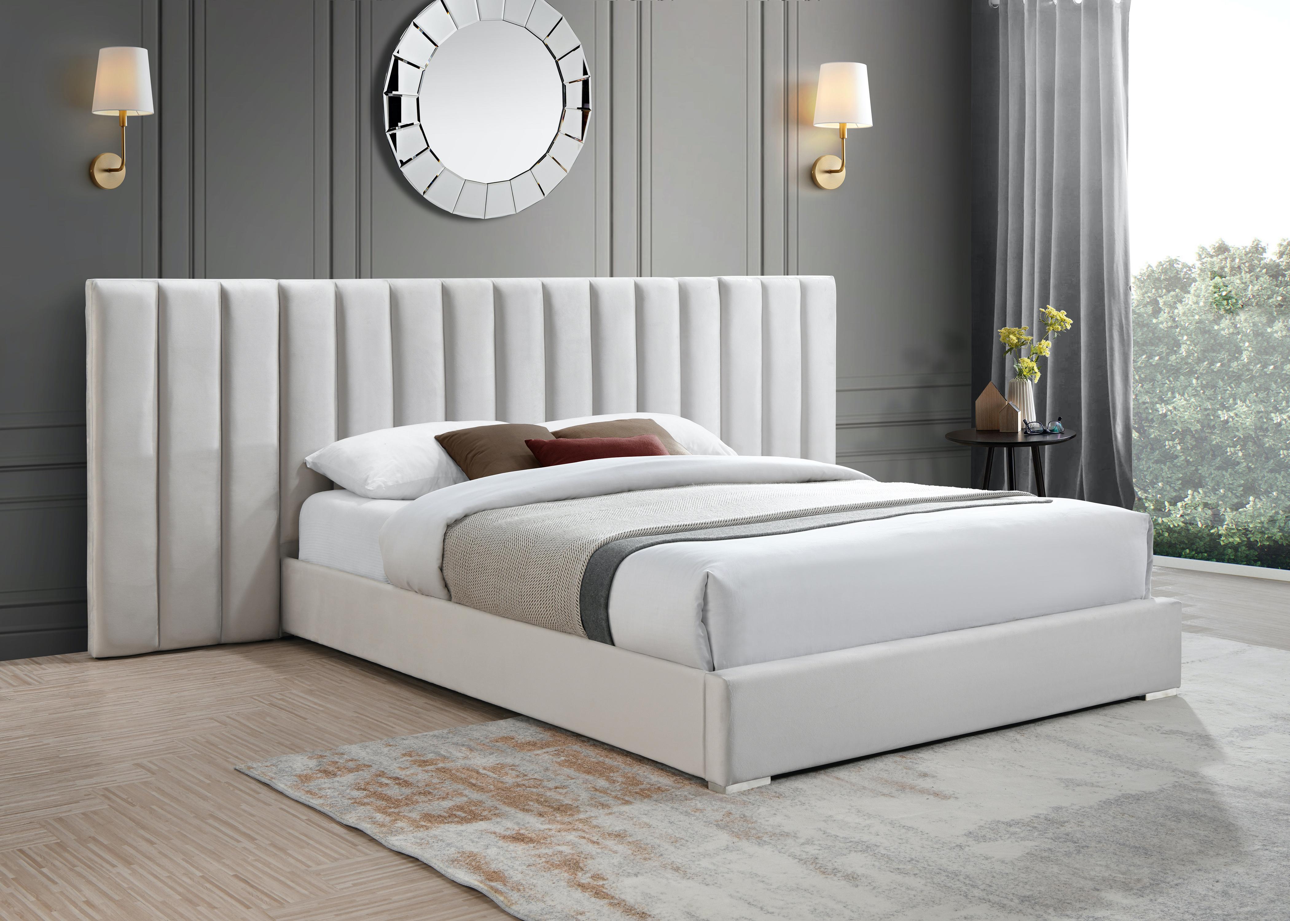 Pablo Cream Velvet Queen Bed - Luxury Home Furniture (MI)