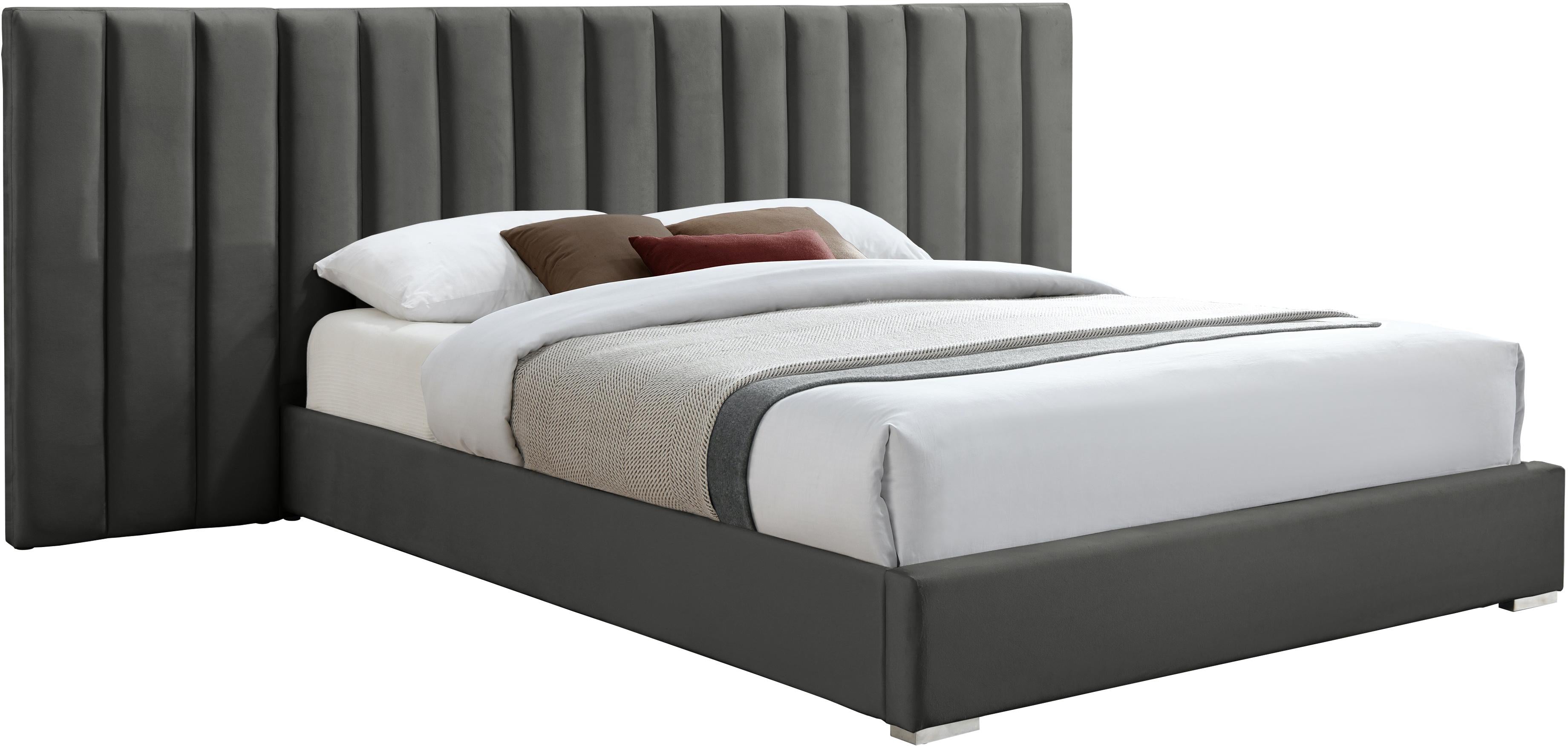 Pablo Grey Velvet Queen Bed - Luxury Home Furniture (MI)