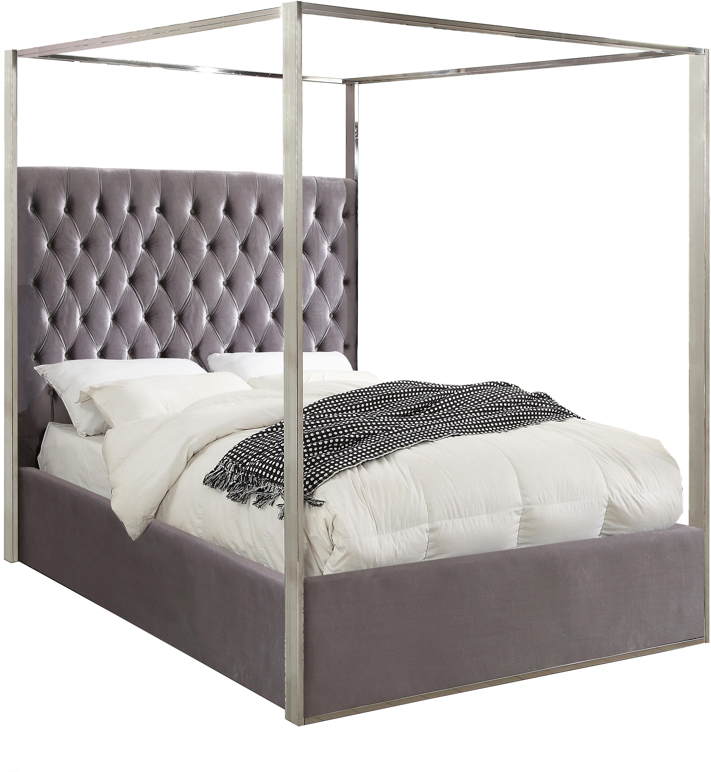 Porter Grey Velvet Queen Bed - Luxury Home Furniture (MI)
